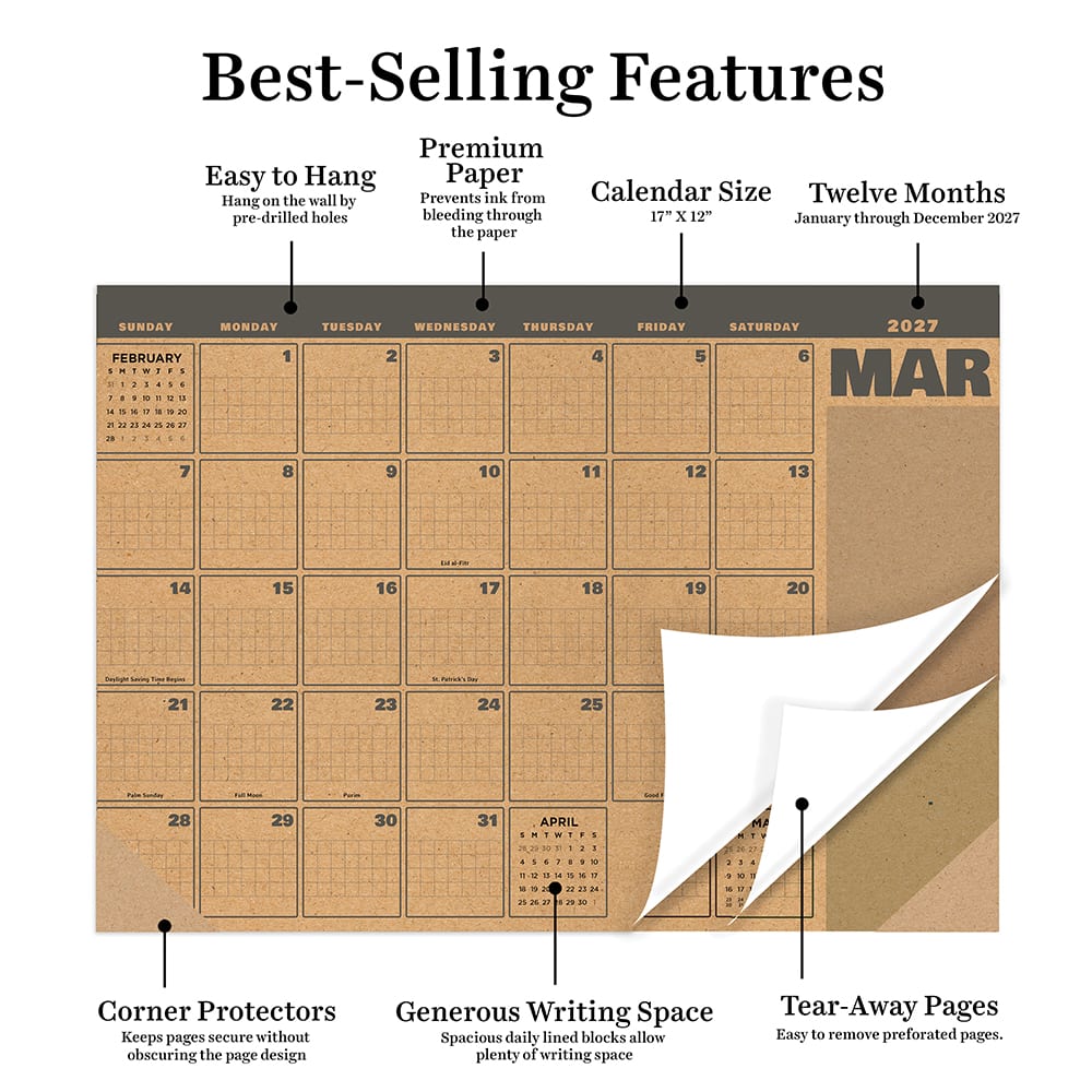 2027 Trail + Timber Medium Desk Pad Monthly Blotter Calendar
