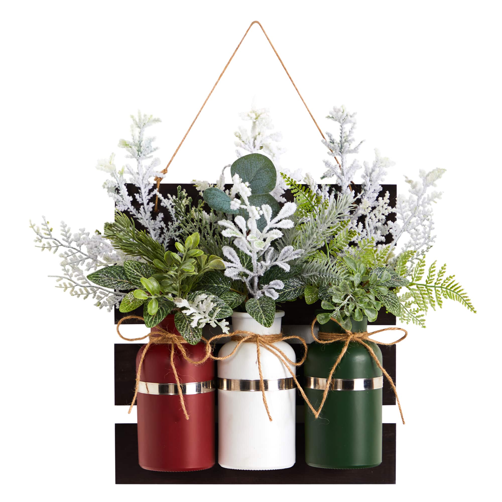 17" Christmas Pine 3-Piece Jar Hanging Artificial Arrangement