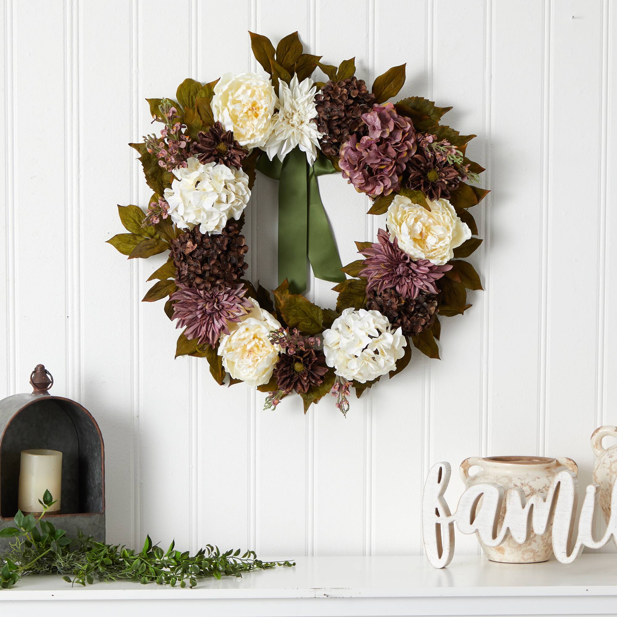 24" Peony, Dahlia & Hydrangea Wreath