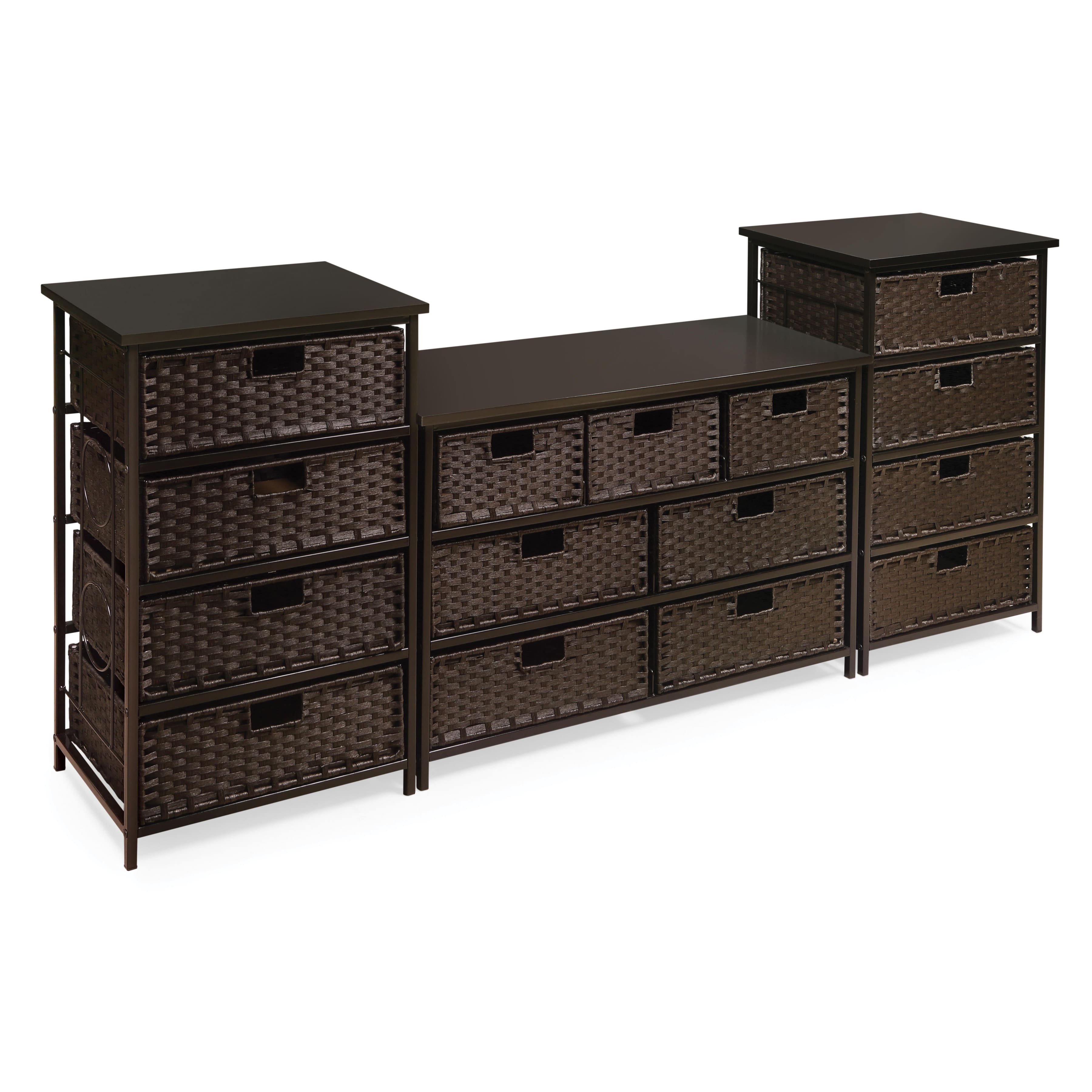 Badger Basket August Collection Wide Espresso Seven Basket Storage Unit