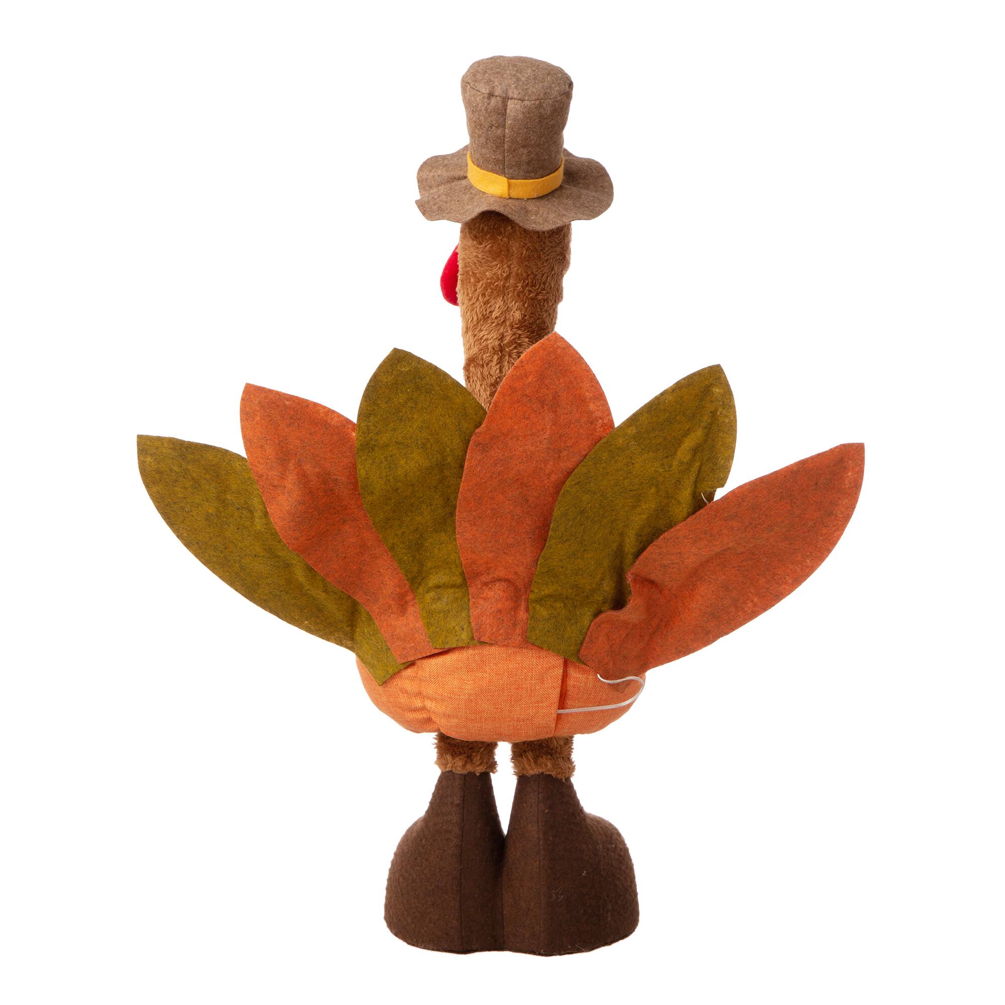 Glitzhome® Lighted Fabric Turkey Standing Décor with Telescoping Legs & Timer