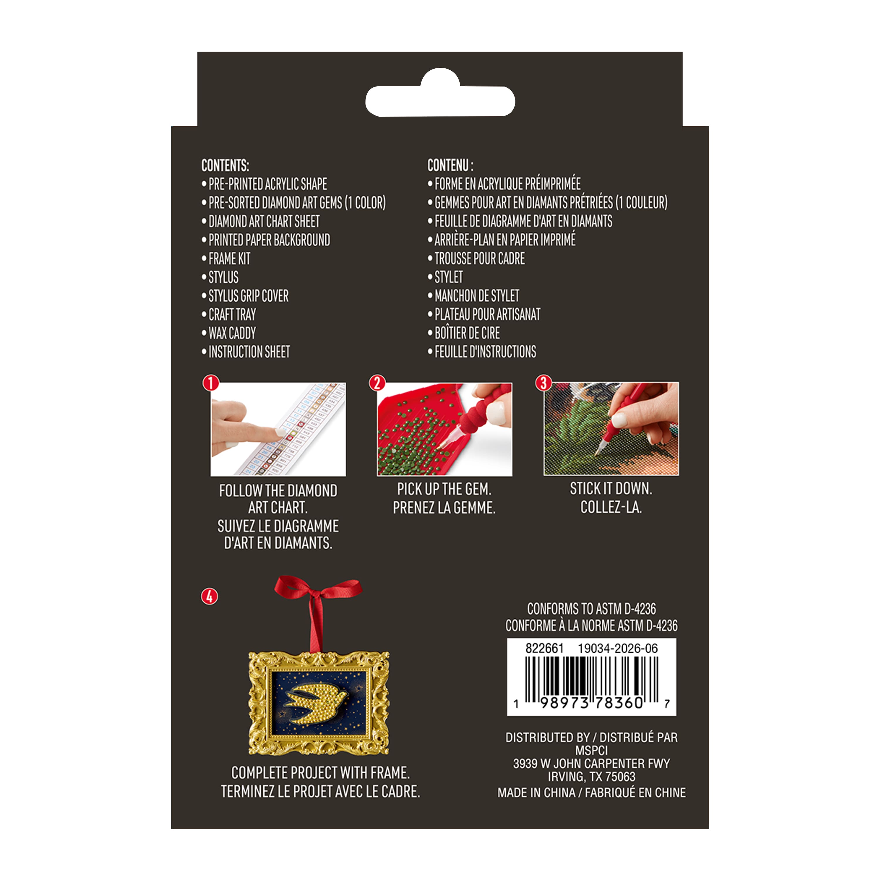2" x 3" Framed Dove Ornament Diamond Art Kit by Make Market®