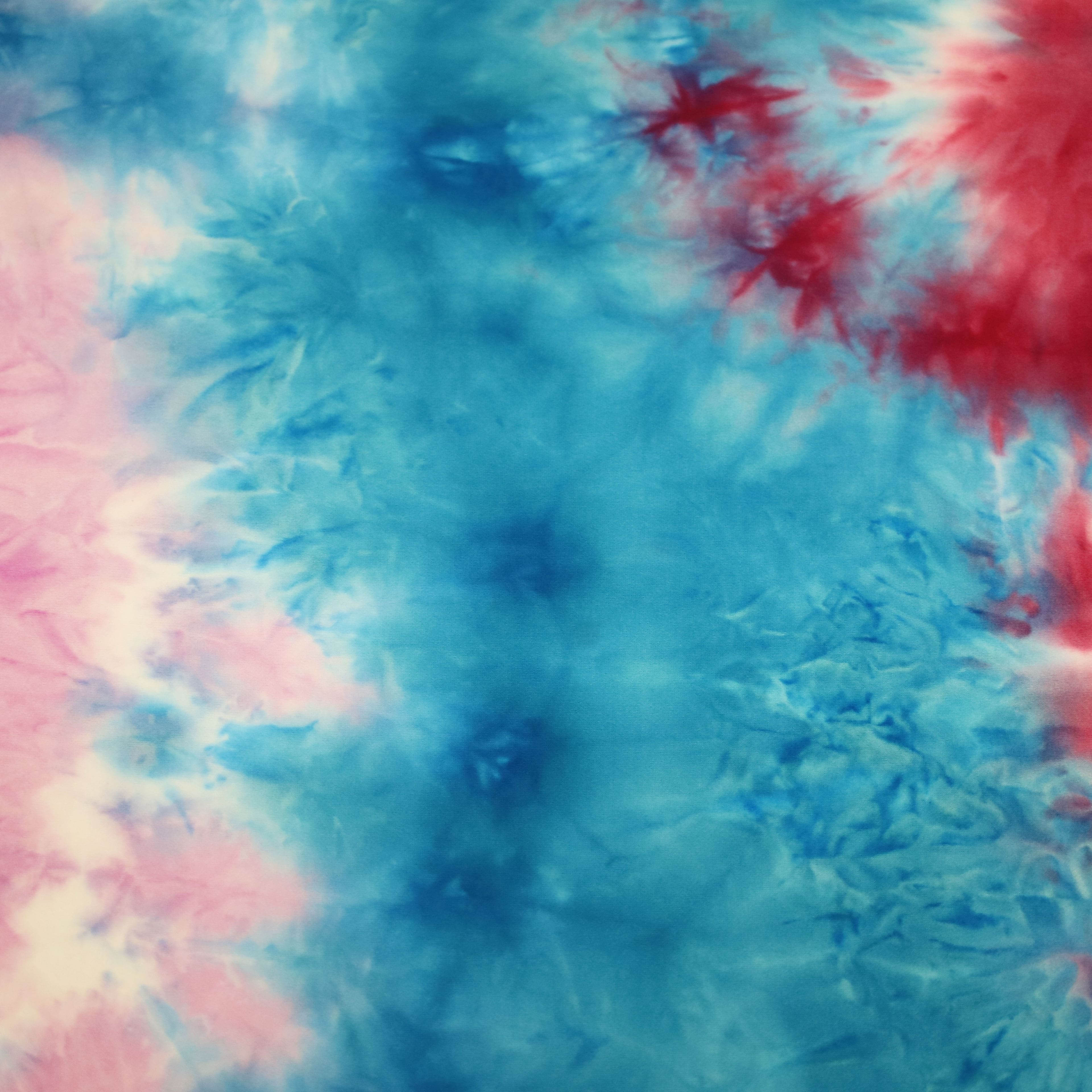 Fabric Merchants Magenta, Blue, Lilac & Sage Tie Dye Double Brushed 4-Way Stretch Fabric