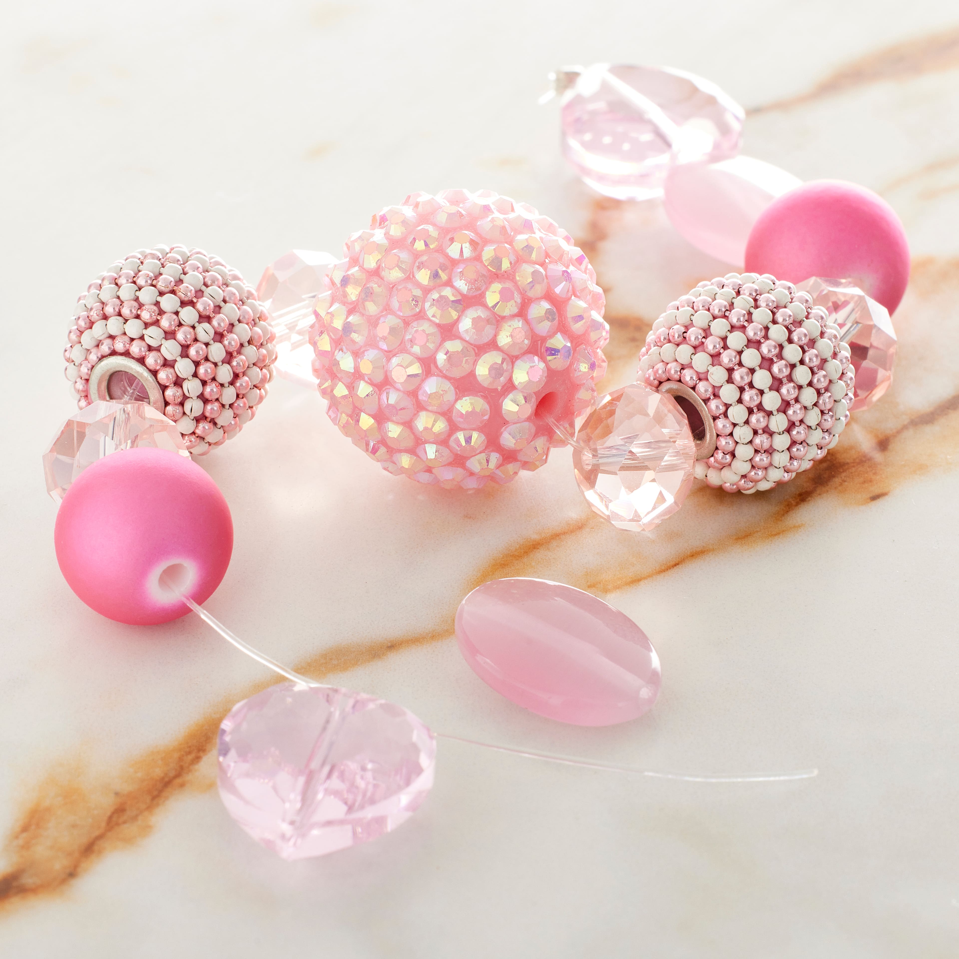12 Packs: 13 ct. (156 total) Pink Glass & Resin Mixed Beads by Bead Landing™