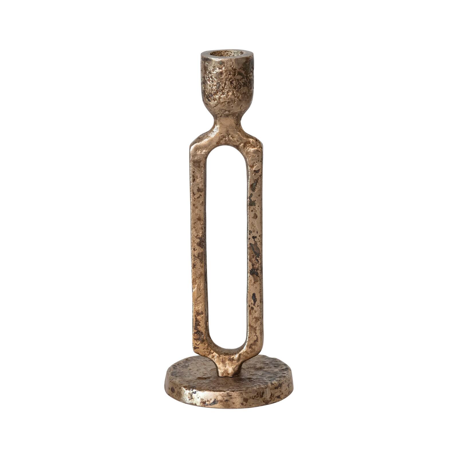 Hello Honey® 9.25" Oxidized Gold Finish Aluminum Taper Candleholder