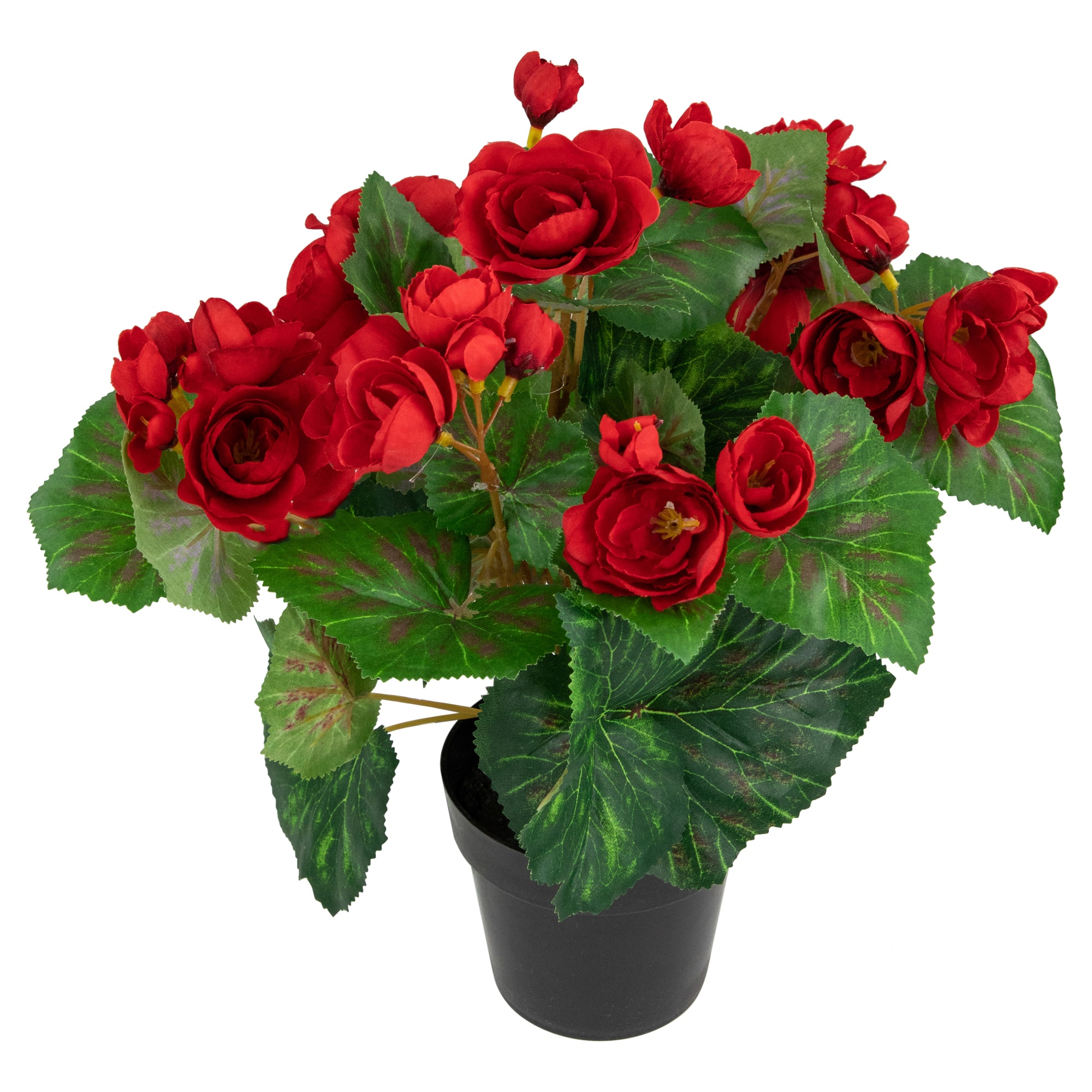 11" Red Potted Silk Begonia Floral Arrangement