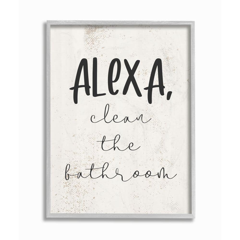 Stupell Industries Modern Day Clean the Bathroom Sign Technology Humor Framed Wall Art