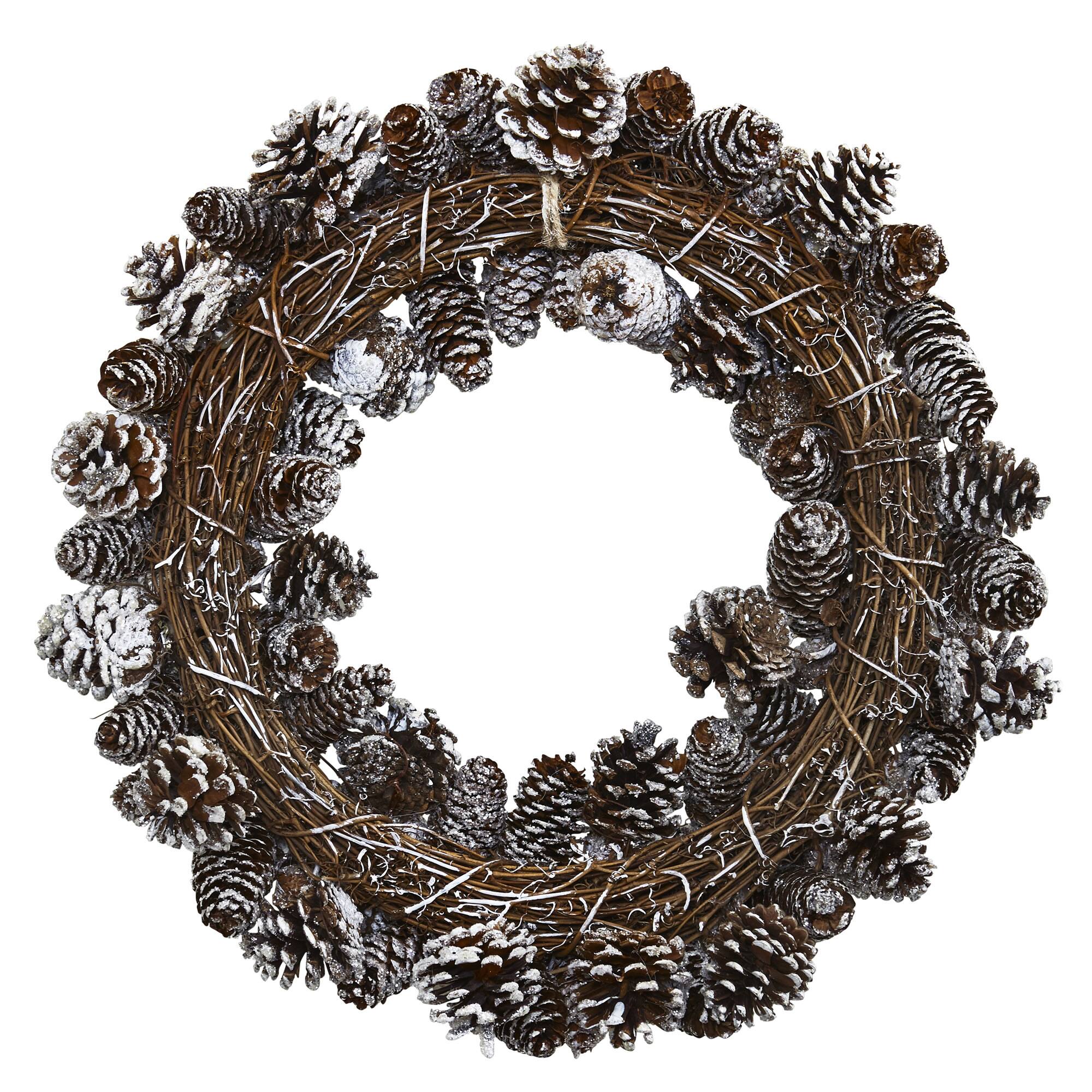 17" Snowy Pinecone Wreath