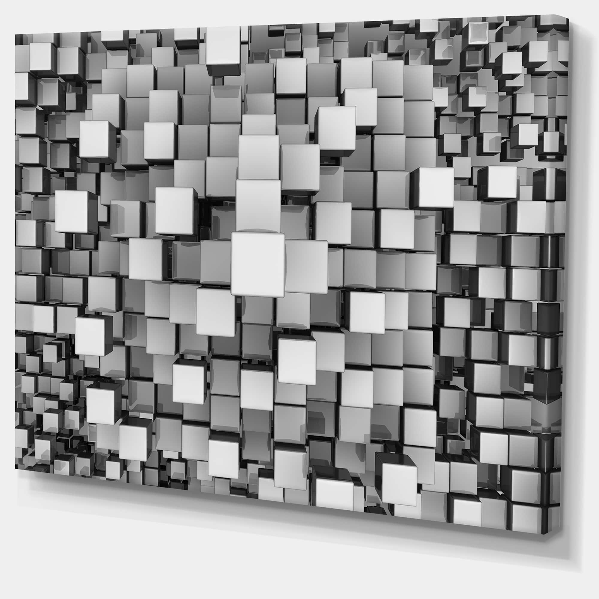 Designart - Black and Grey Cubes - Contemporary Canvas Art Print