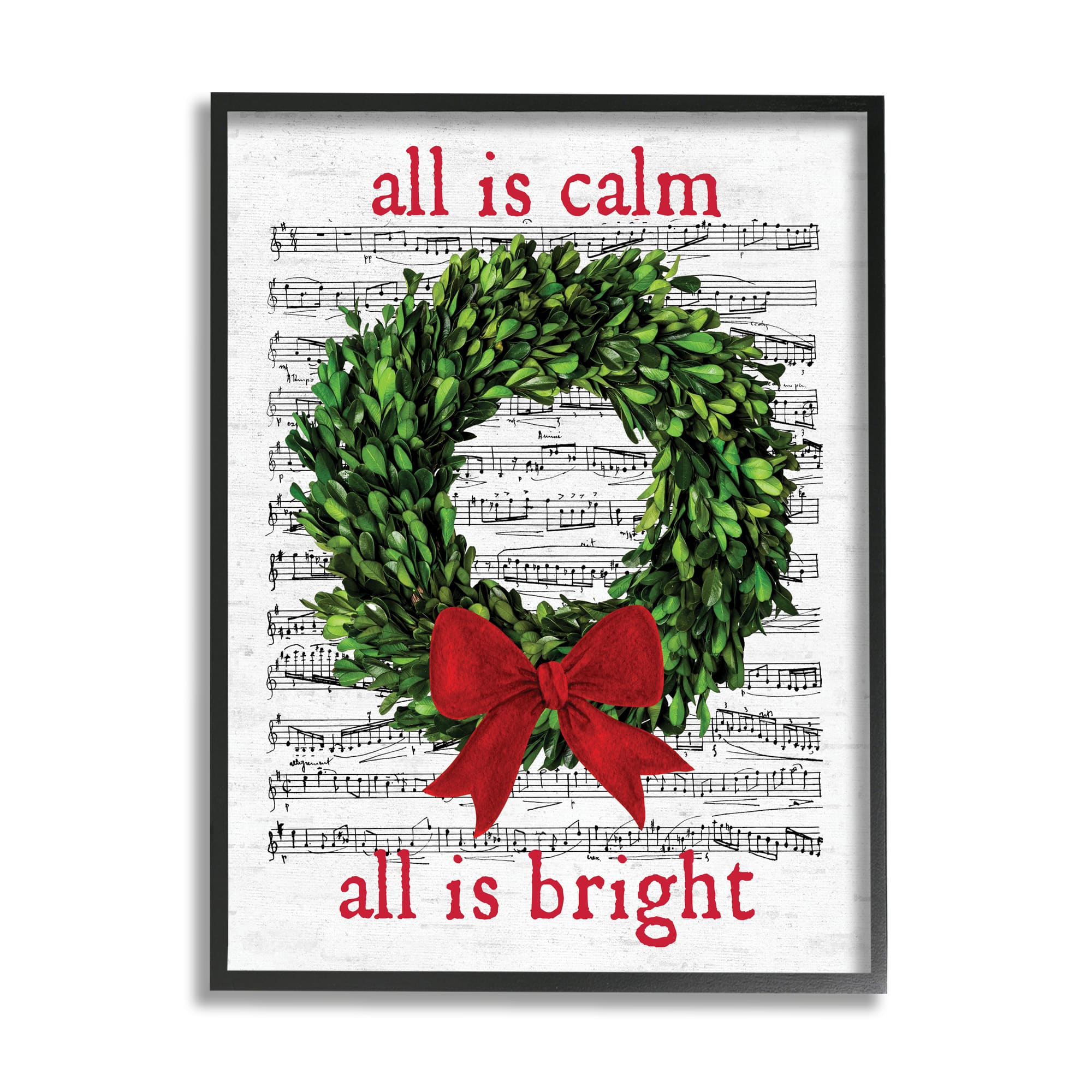 Stupell Industries All Is Calm Christmas Song Framed Giclee Art