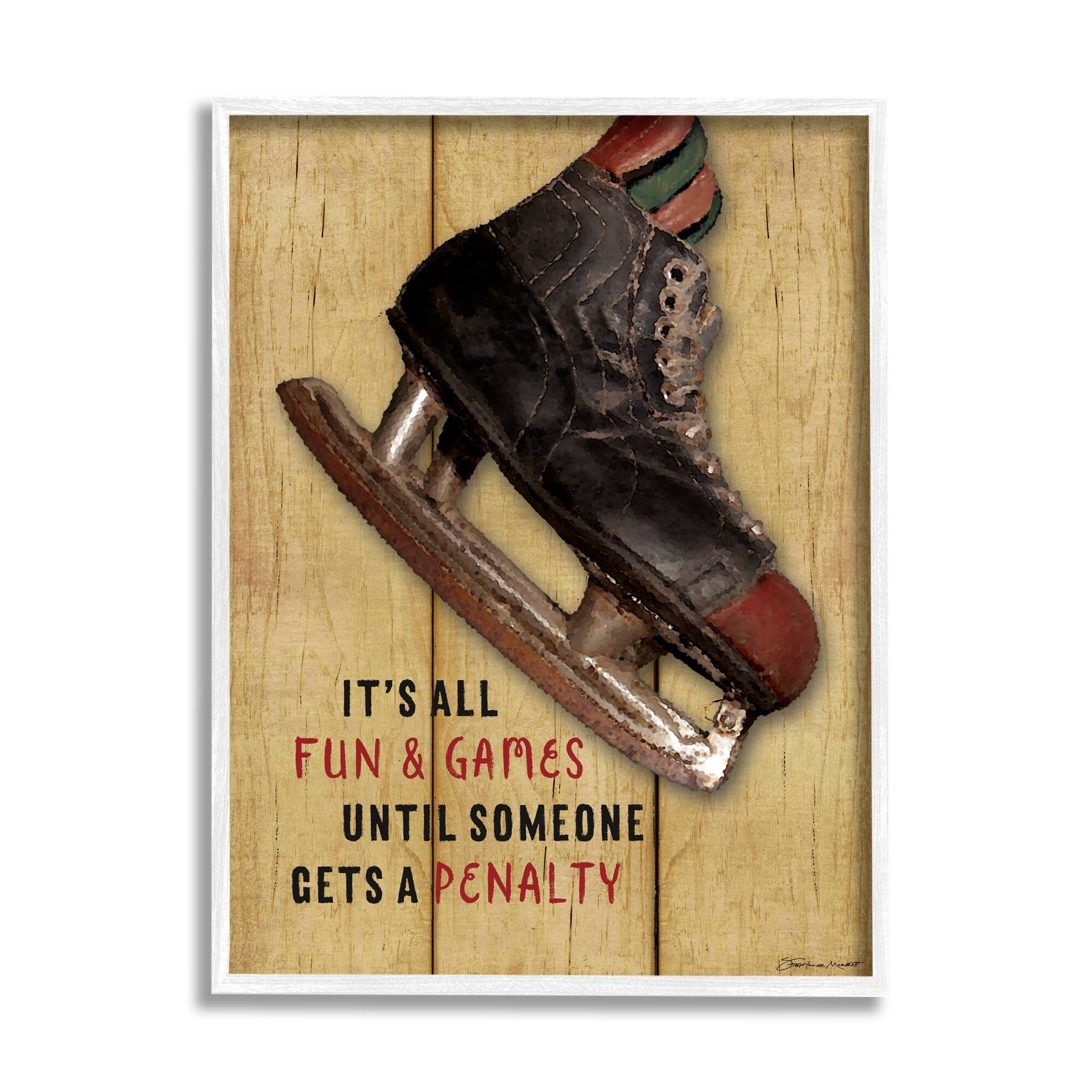 Stupell Industries Fun And Games Until Penalty Phrase Hockey Skate Framed Wall Art