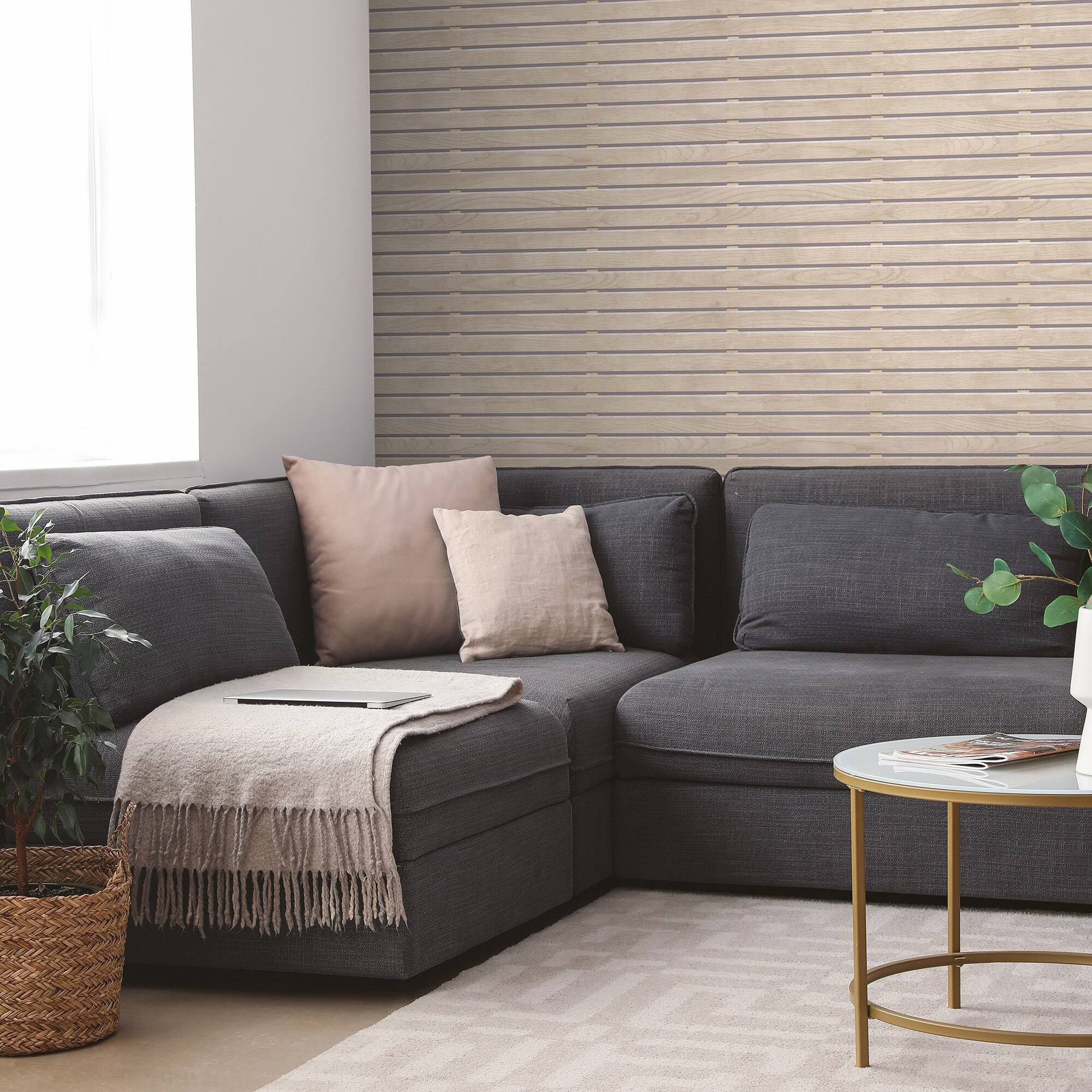 Designs Direct Horizontal Wood Slate Wallpaper