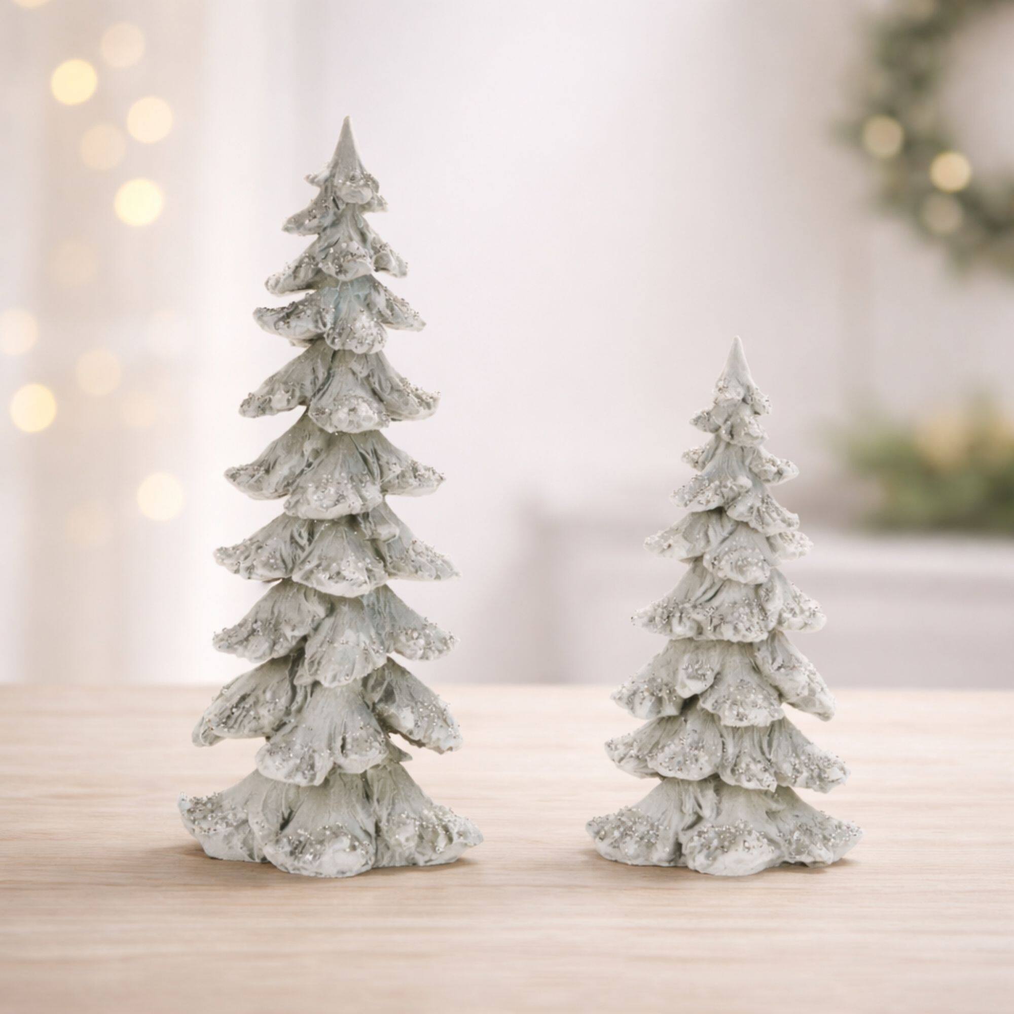Melrose Green Frosted Evergreen Tree Set