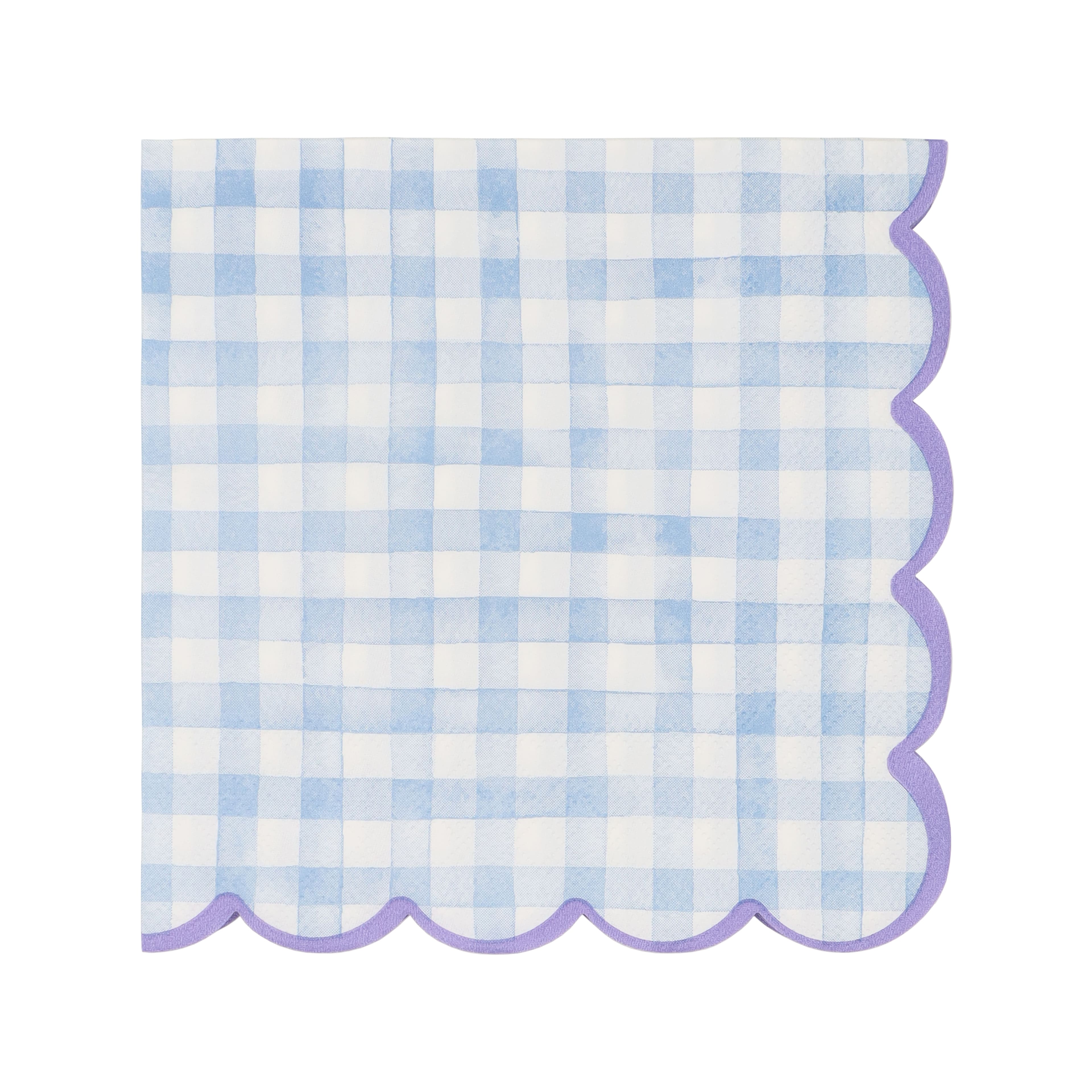 12 Packs: 20 ct. (240 total) Blue & White Gingham Scallop Lunch Napkins by Celebrate It™