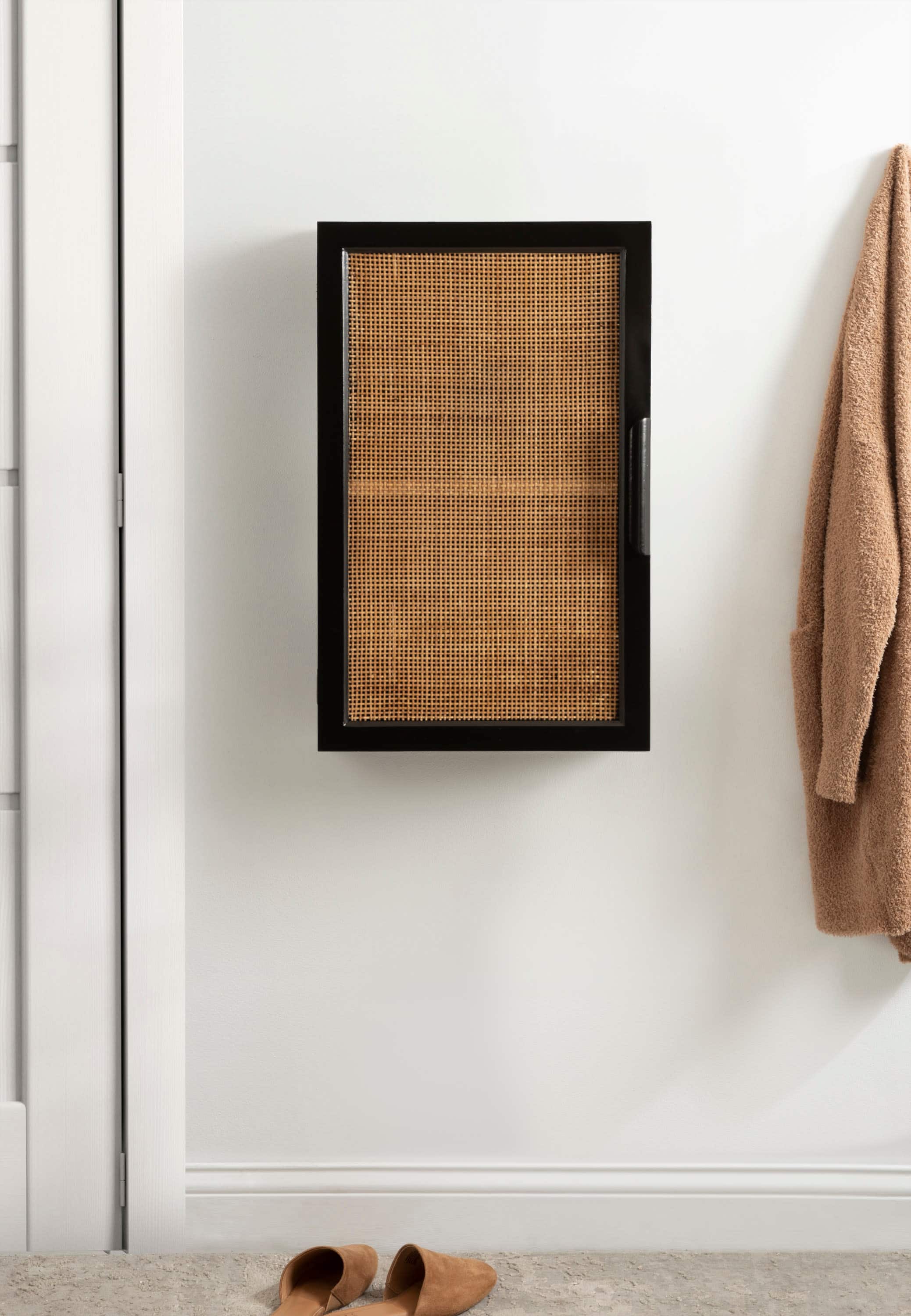 Kate and Laurel Ori Rattan Wall Cabinet