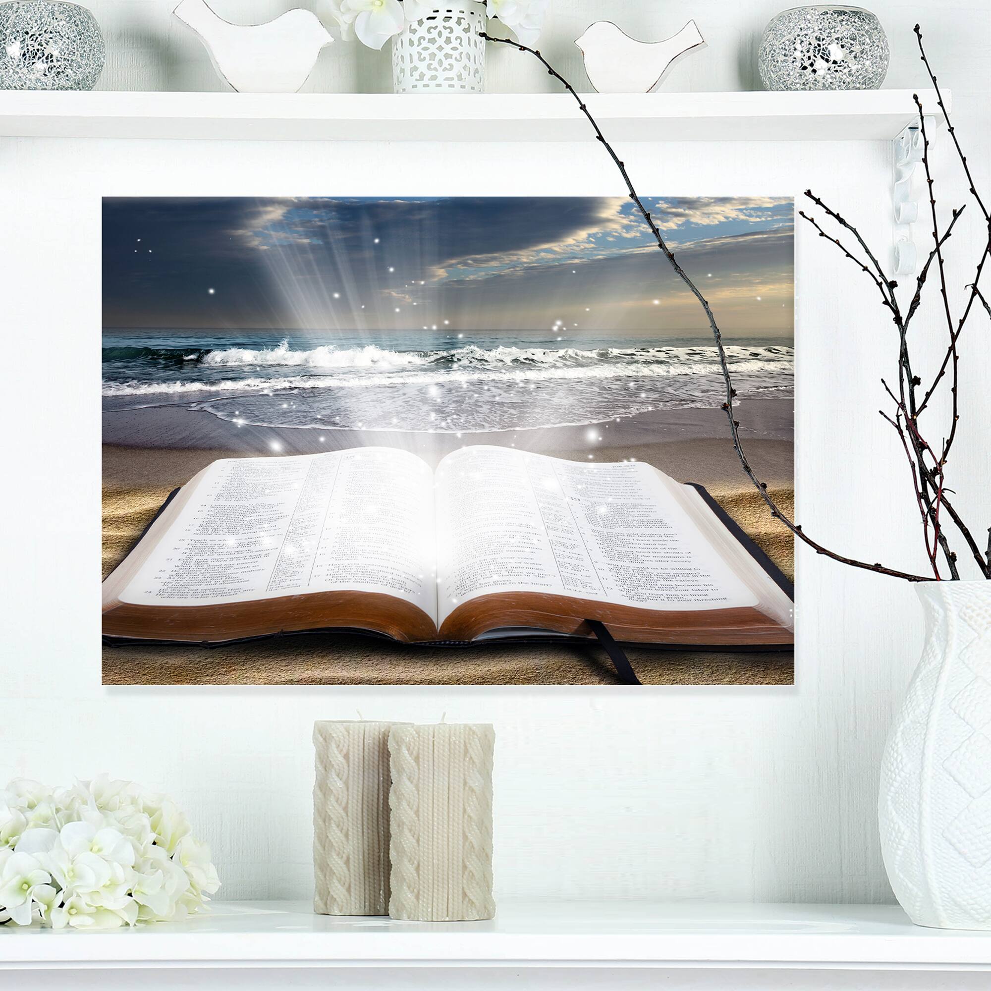 Designart - Jesus Bible at beach