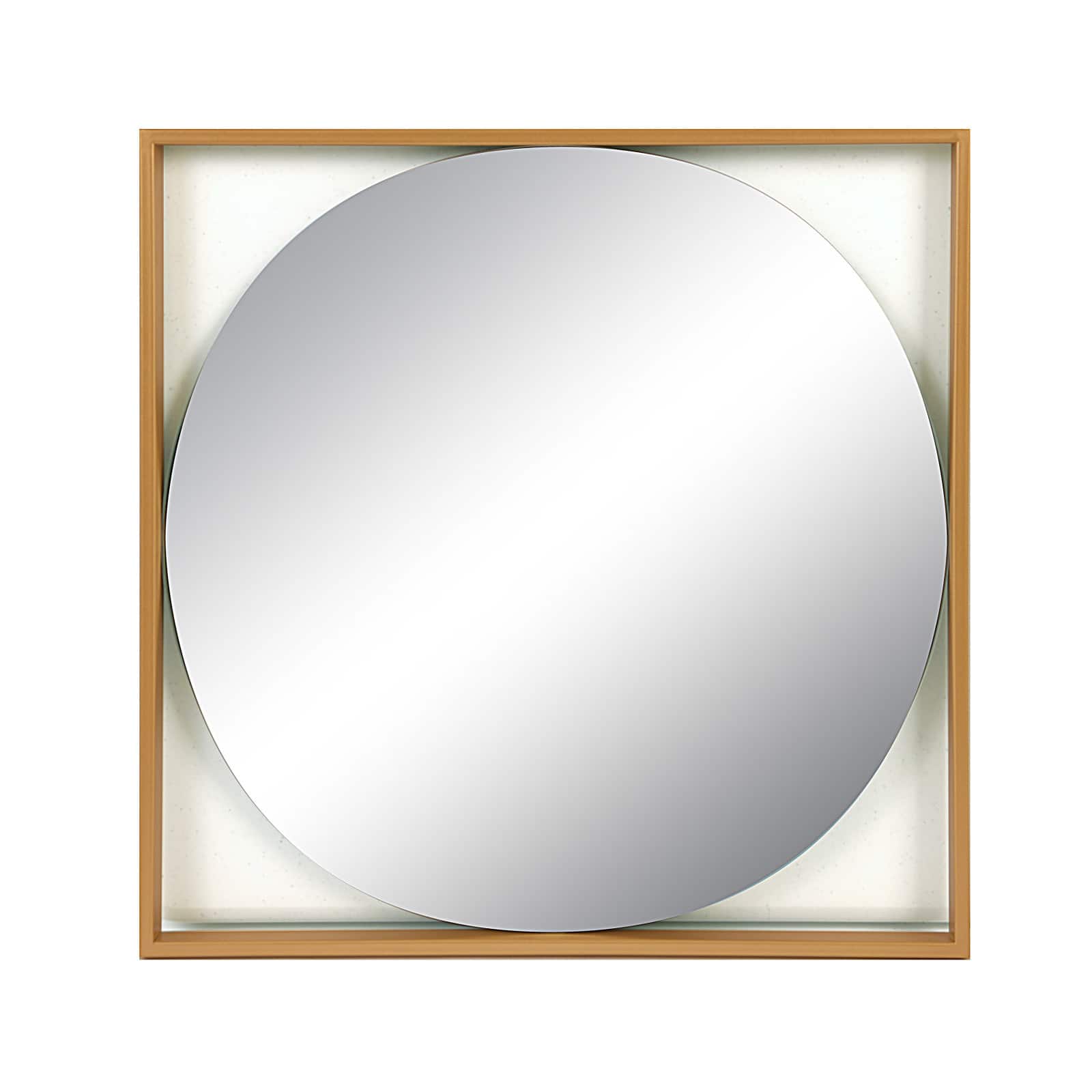 20" Gold Square Metal Floating Wall Mirror