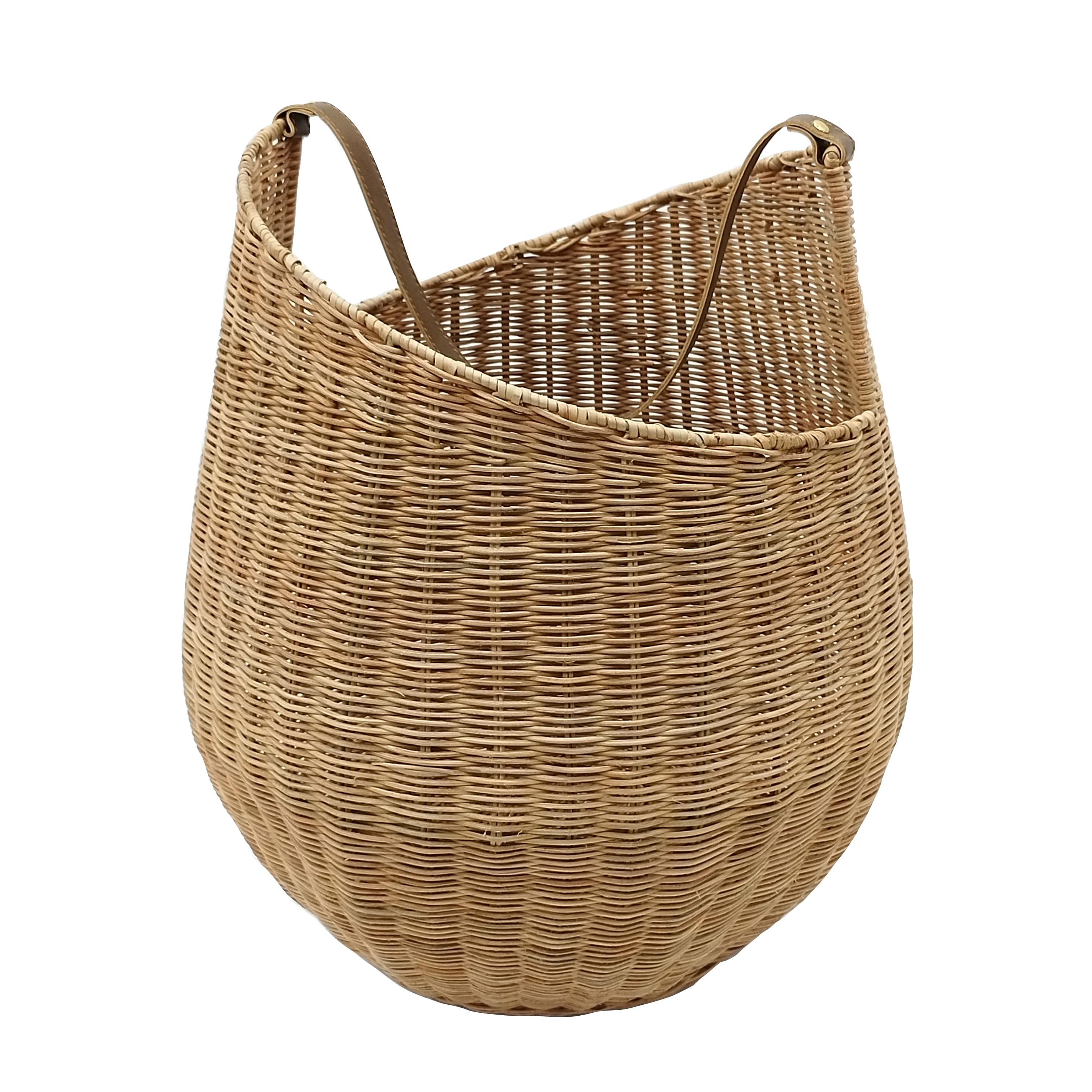 Rattan Woven Basket with Faux Leather Handle by Ashland®