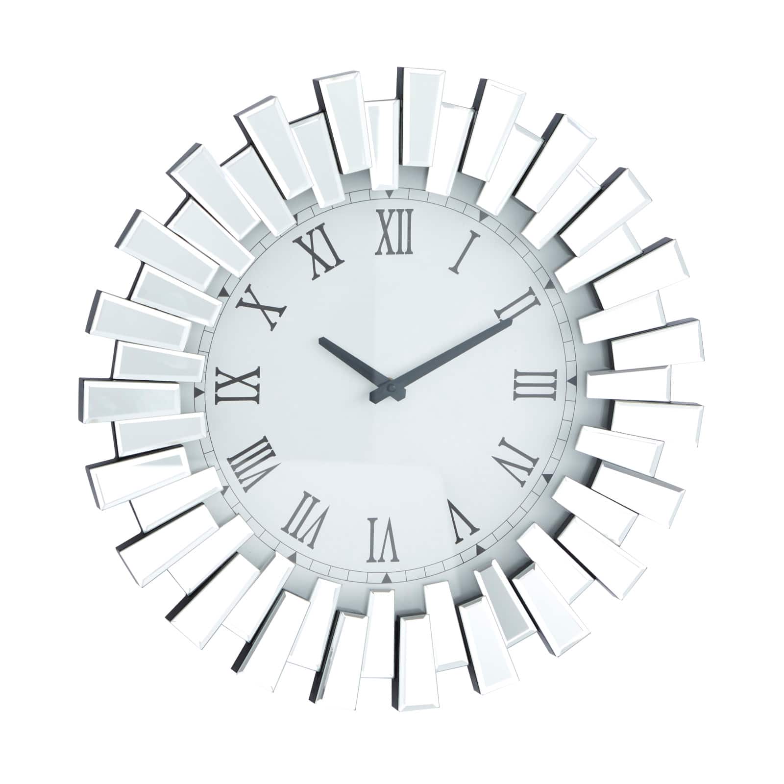 Silver MDF Glam Wall Clock, 20" x 3" x 20"