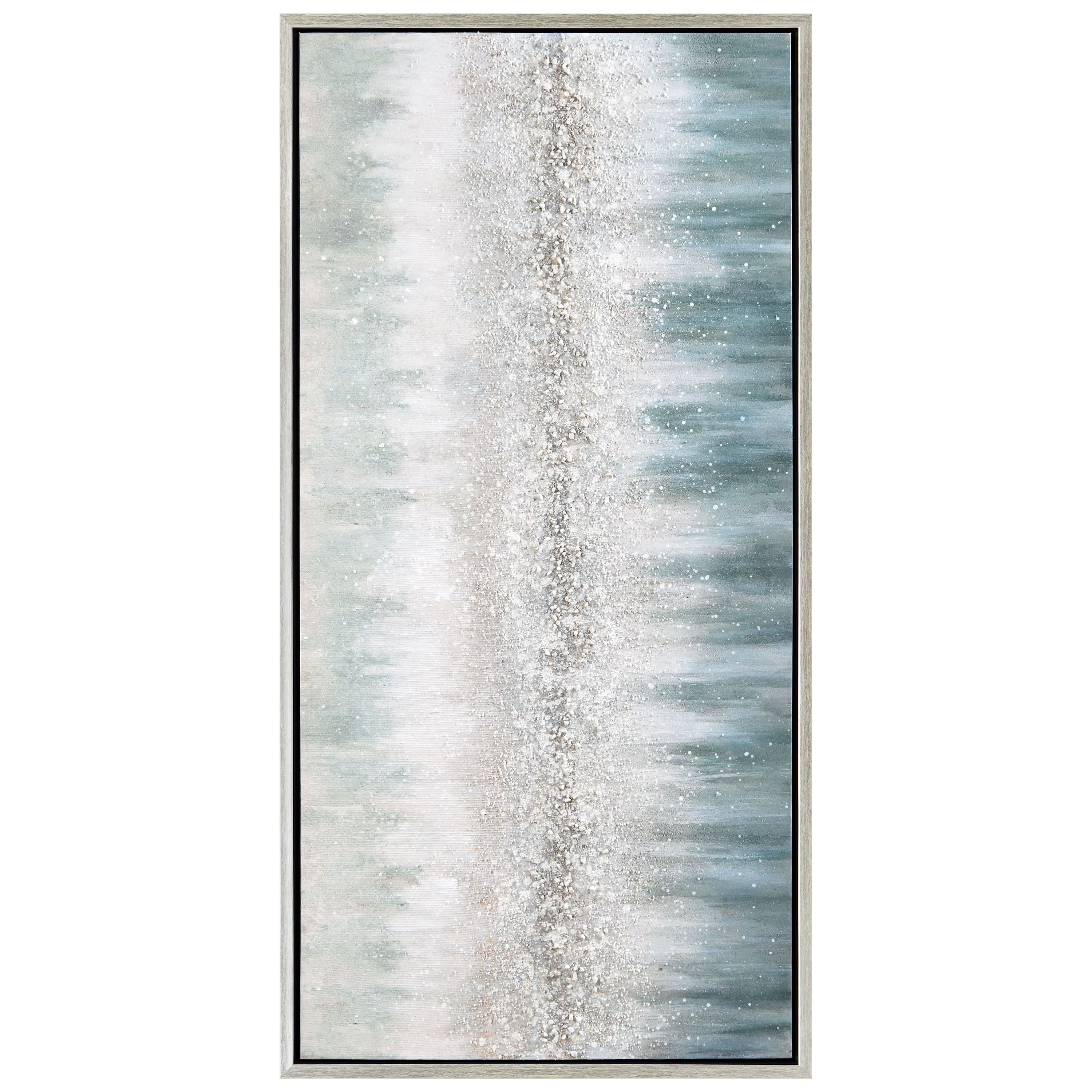 Empire Art Direct 48" x 24" Silver Mist Textured Glitter Hand Painted Framed Canvas Wall Art