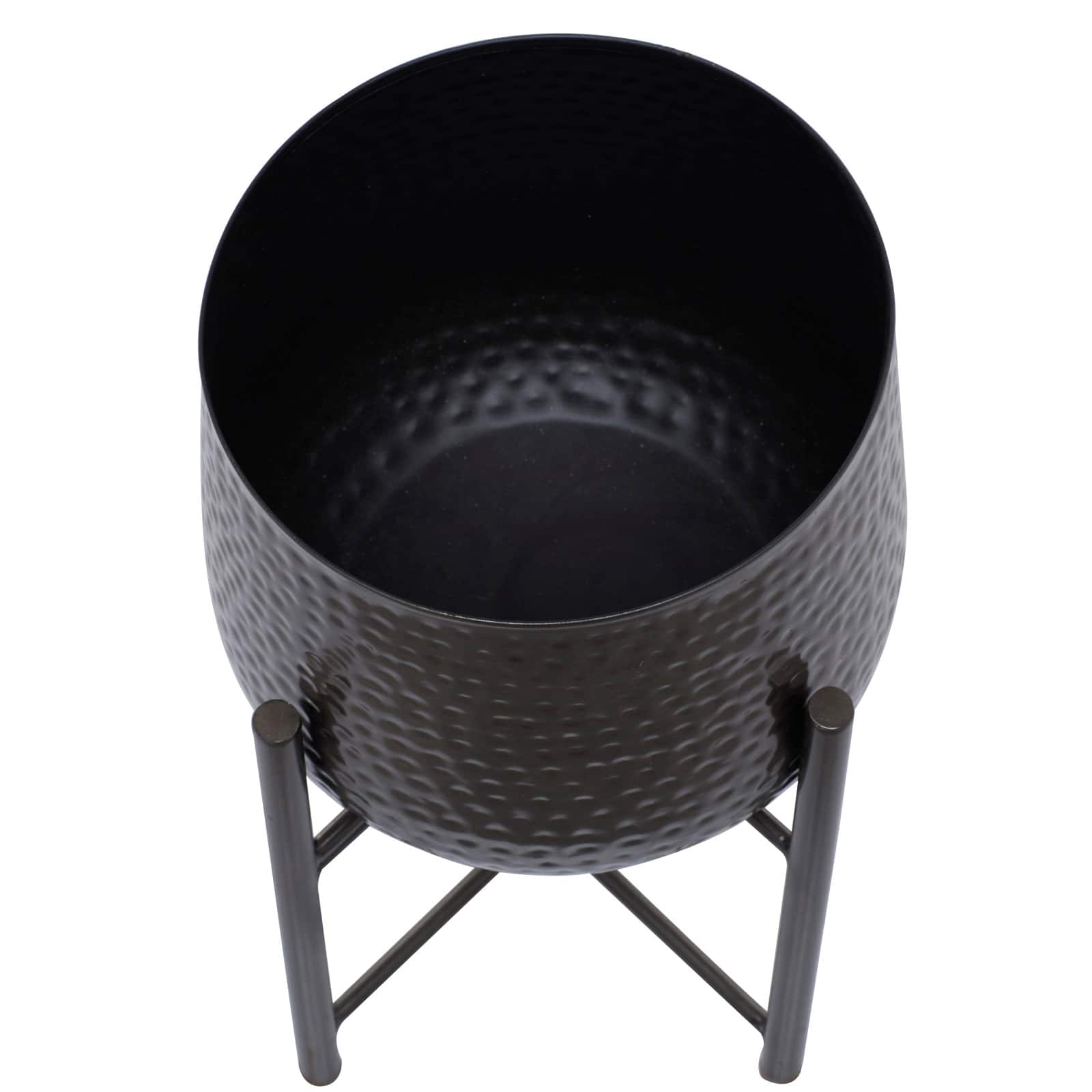 Black Modern Planter, Set of 2" 19", 17"