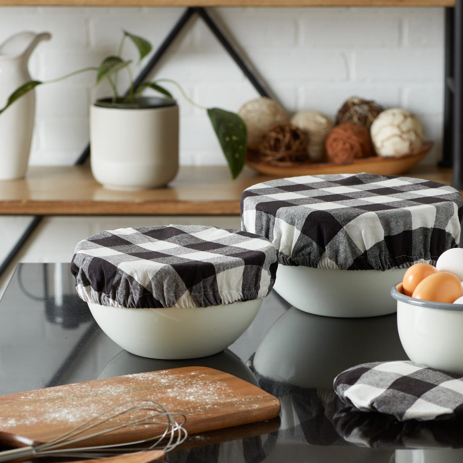 DII® Assorted Black Buffalo Check Woven Dish Cover Set