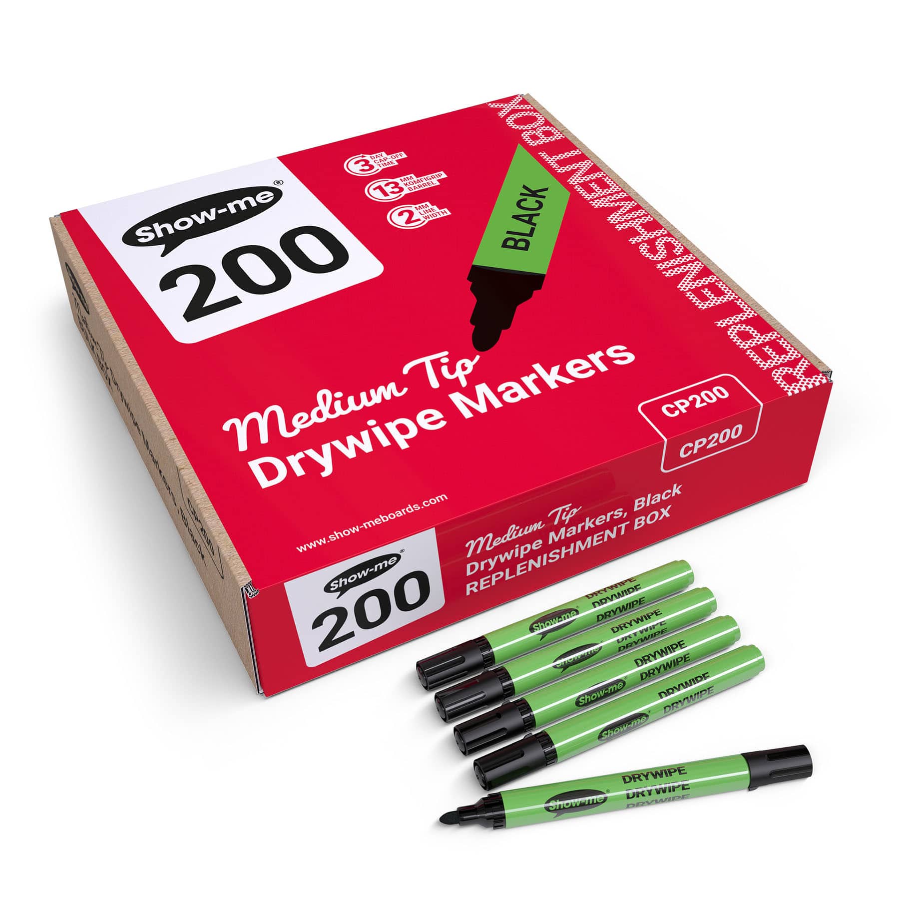 Show-me® Medium Tip Dry Wipe Markers, 200ct.