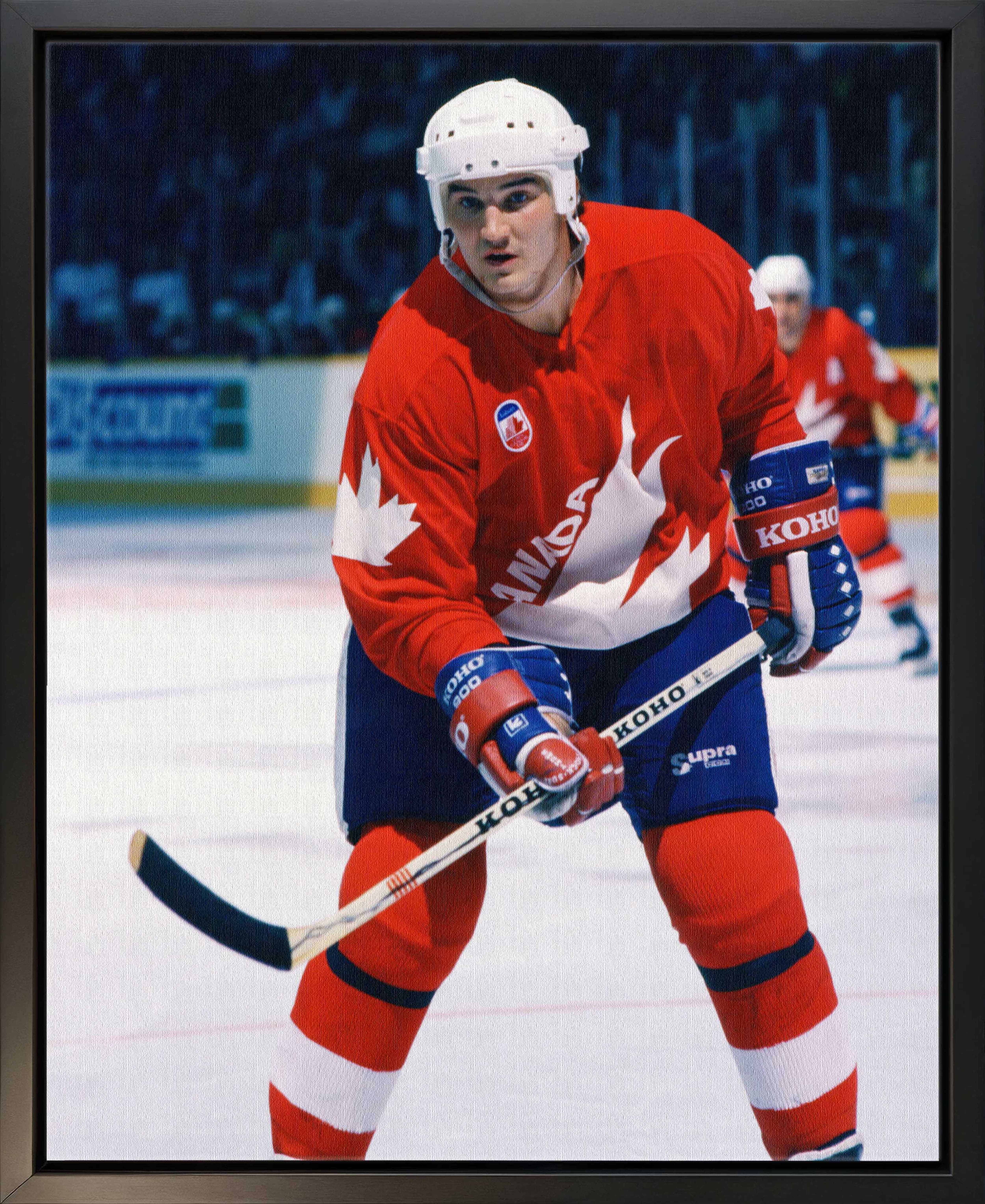 Mario Lemieux Framed 16" x 20" Canvas Classic Series 1987 Canada Cup 18.5" x 22.5"