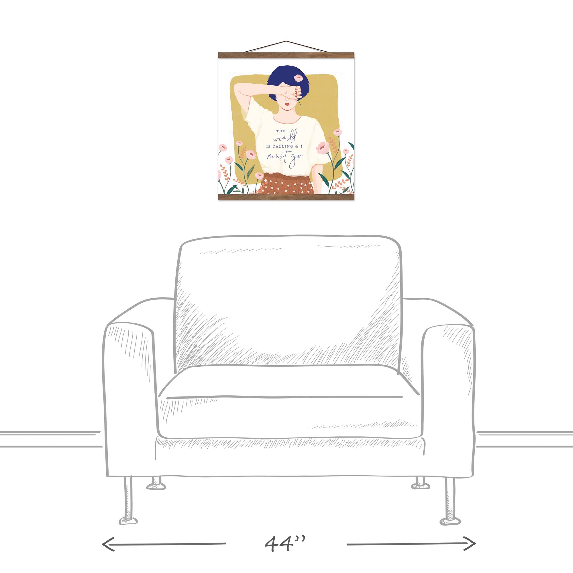 World Calling Teak Hanging Canvas