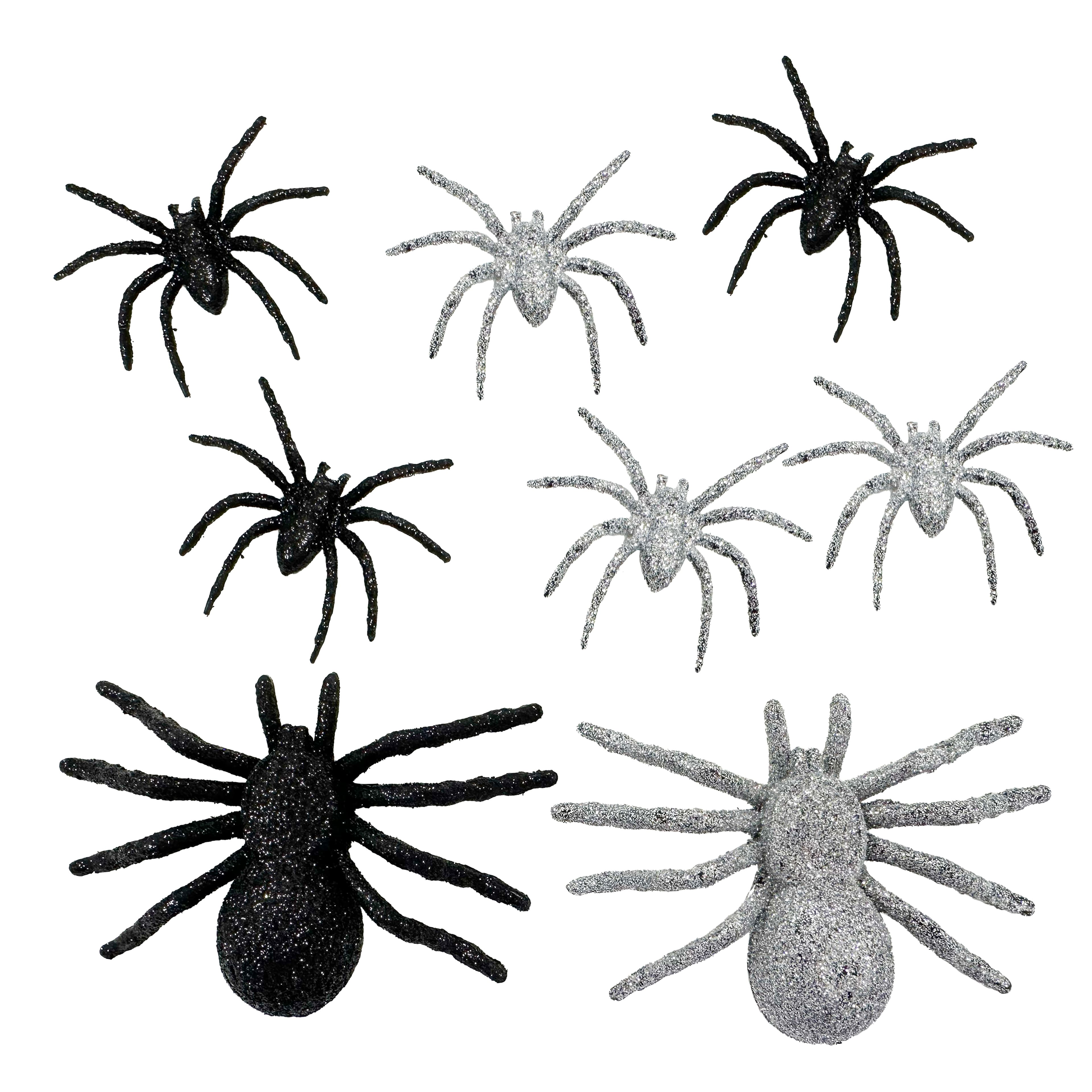 Black & Silver Glitter Spiders, 8ct. by Ashland®