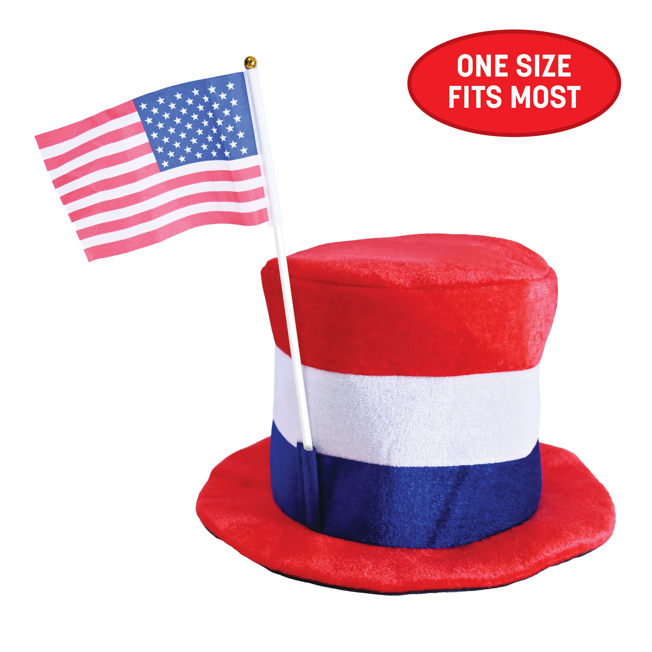 Beistle Patriotic Top Plush Hat with American Flag