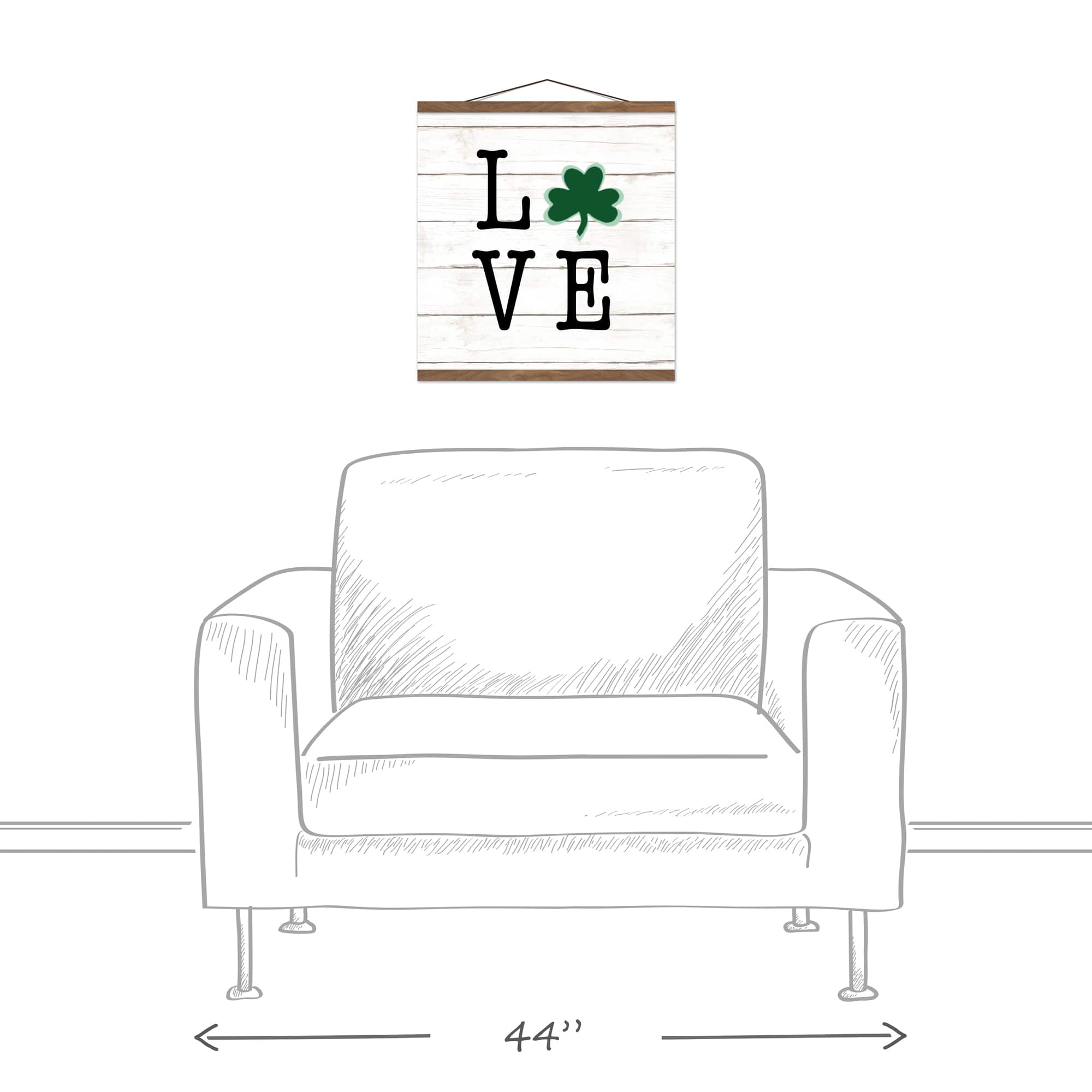 Shamrock Love Shiplap Hanging Canvas 16" x 16" Teak Hanging Canvas
