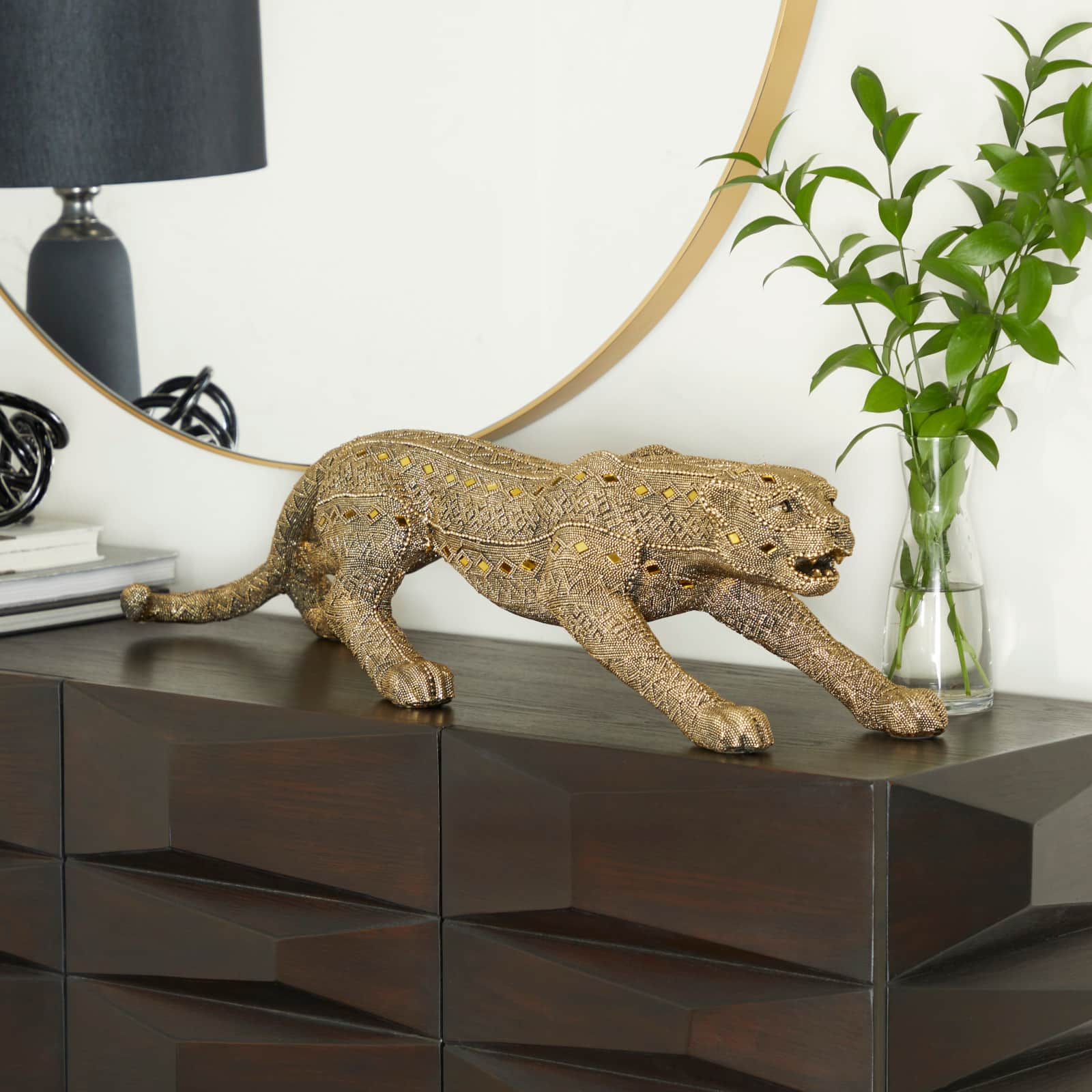 33" Gold Glam Leopard Sculpture
