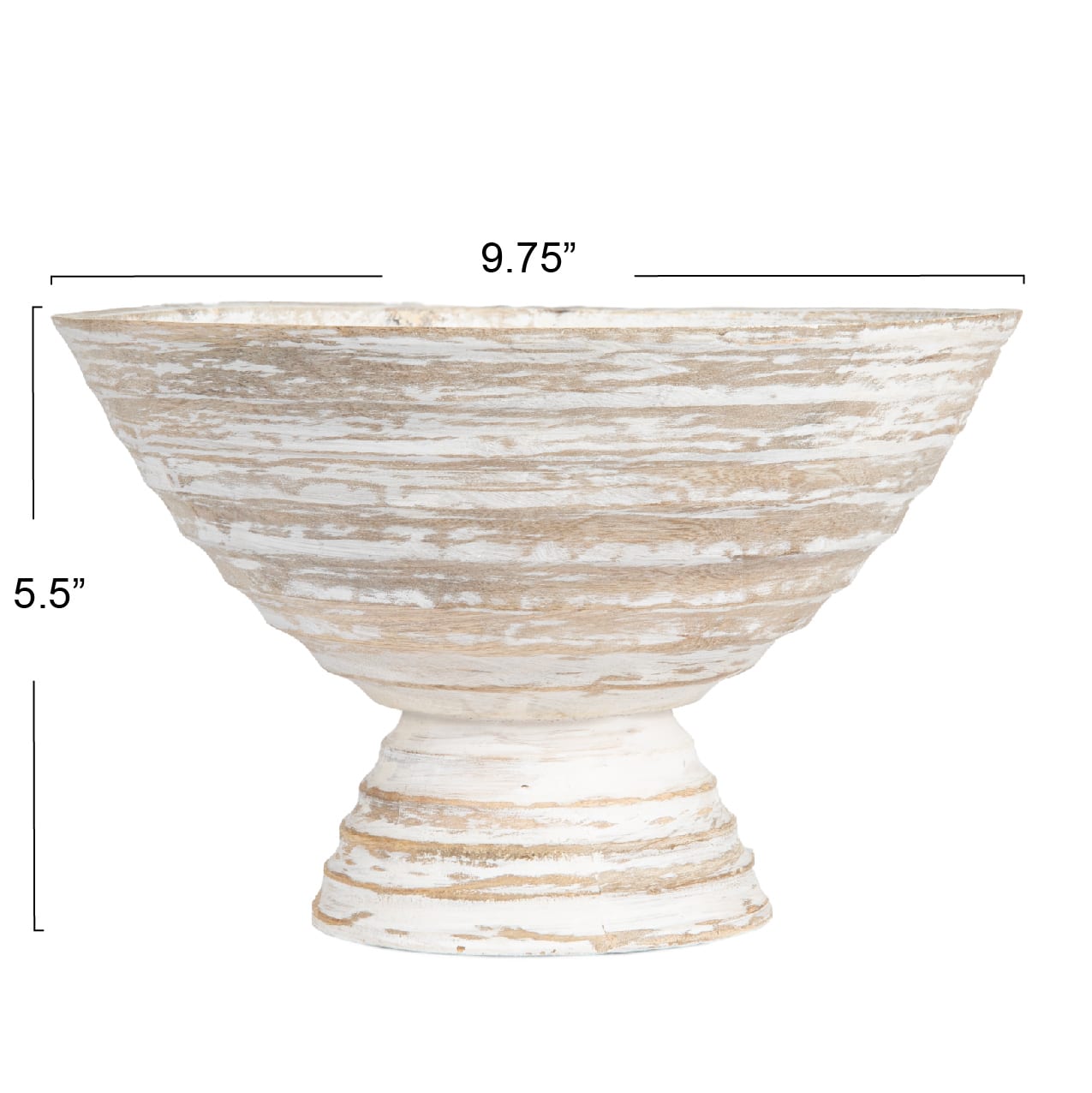 Hello Honey® 9.75" Ridged Mango Wood Footed Bowl