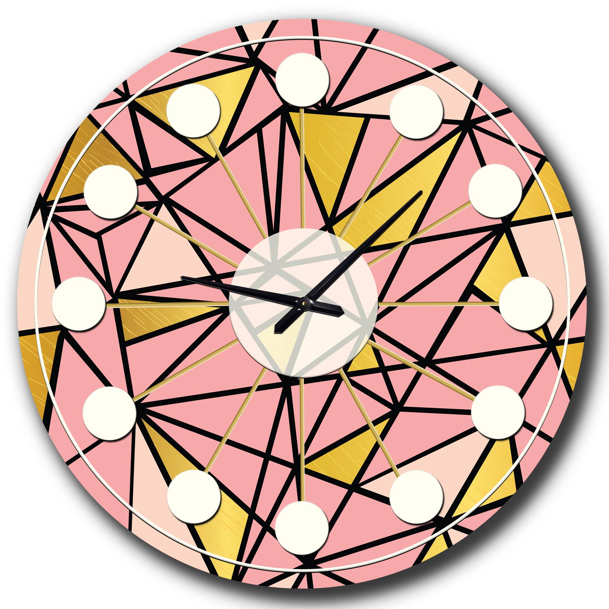 Designart 'Triangular Gold Design Ii Mid-Century Modern Wall Clock