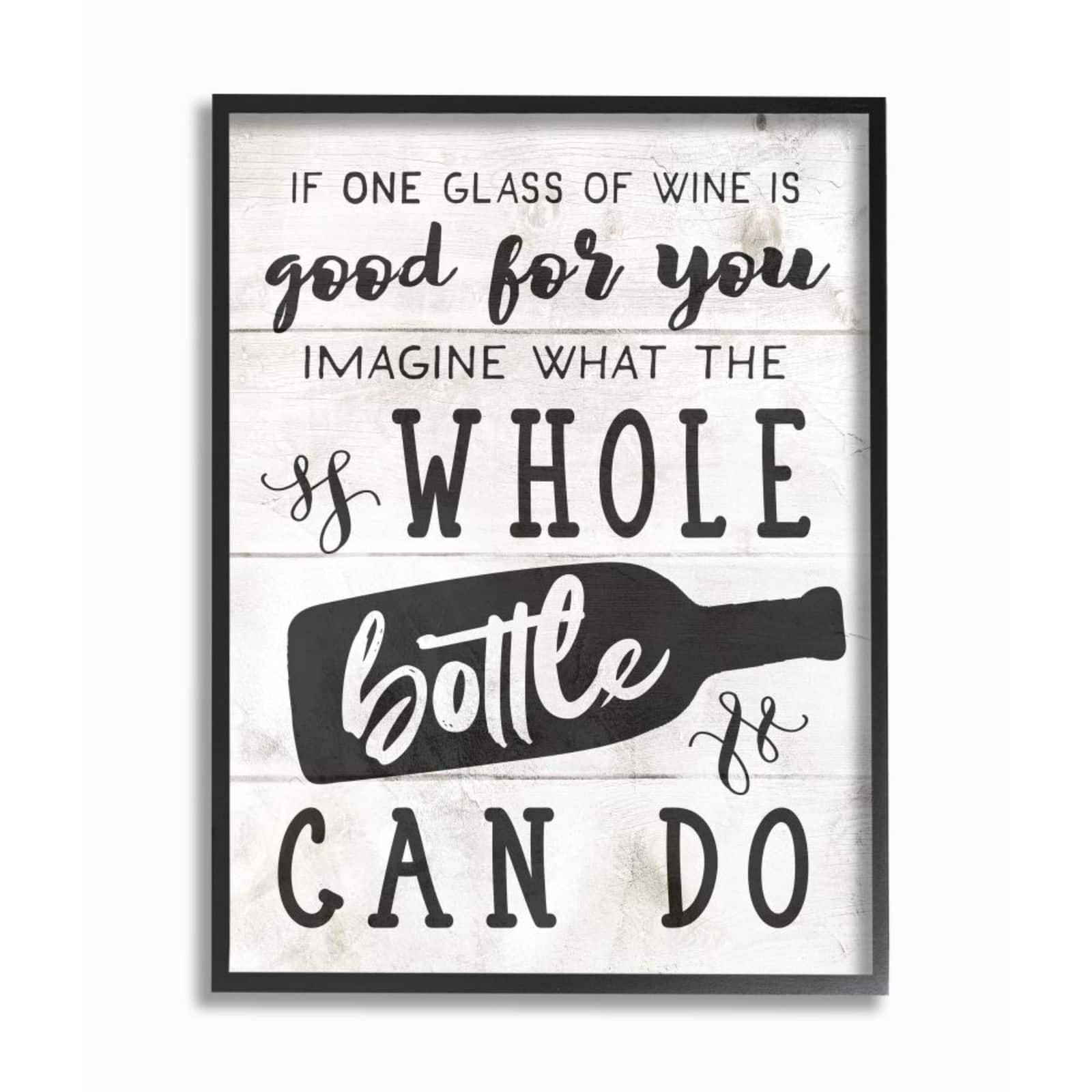 Stupell Industries Bottle of Wine Quote Wall Art in Frame