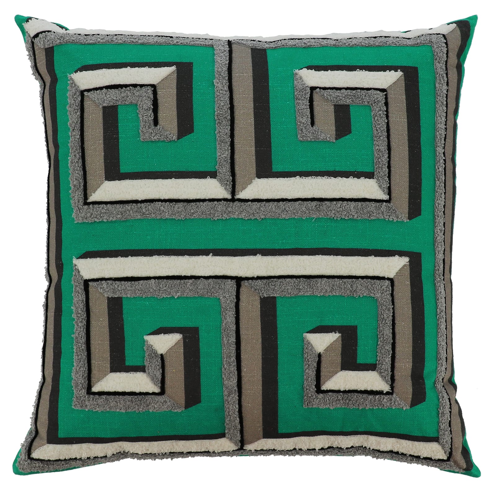 Jonathan Adler x Michaels 20" Green Greek Key Embroidered Pillow