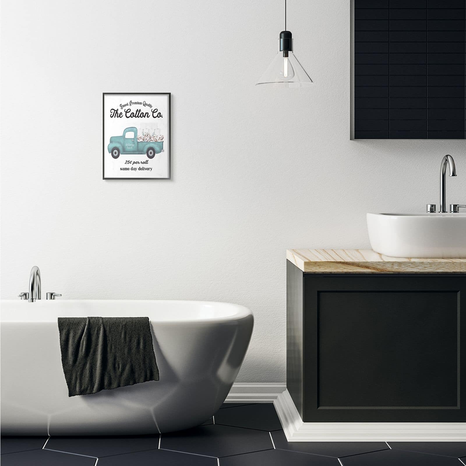 Stupell Industries Toilet Paper Delivery Truck Black Framed Wall Art