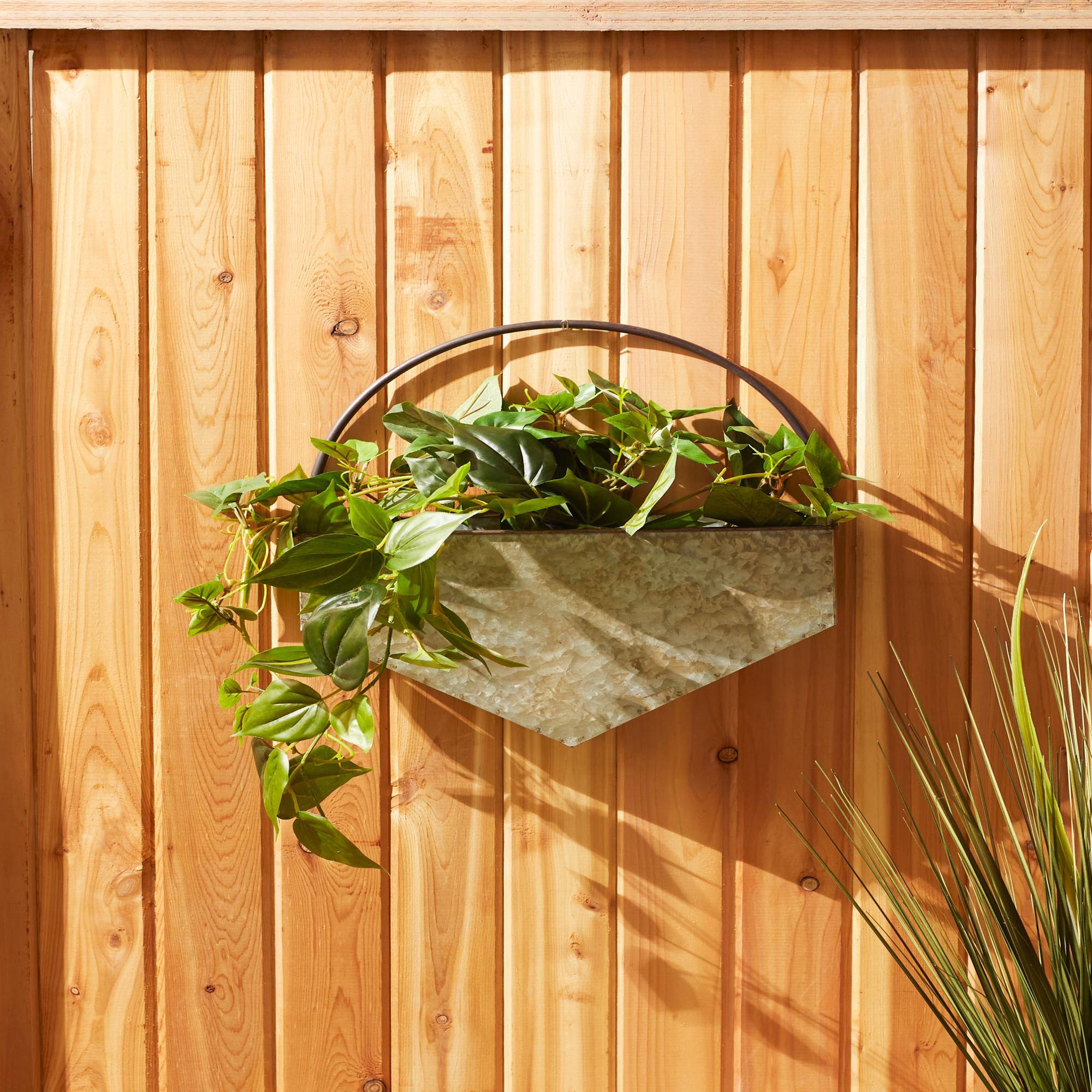 14.5" Diamond Galvanized Wall Planter