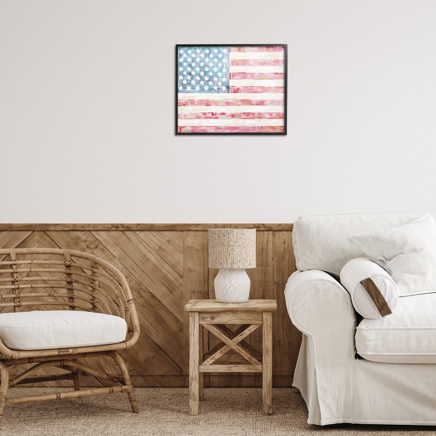 Stupell Industries Patriotic Brushed Flag Framed Giclee Art
