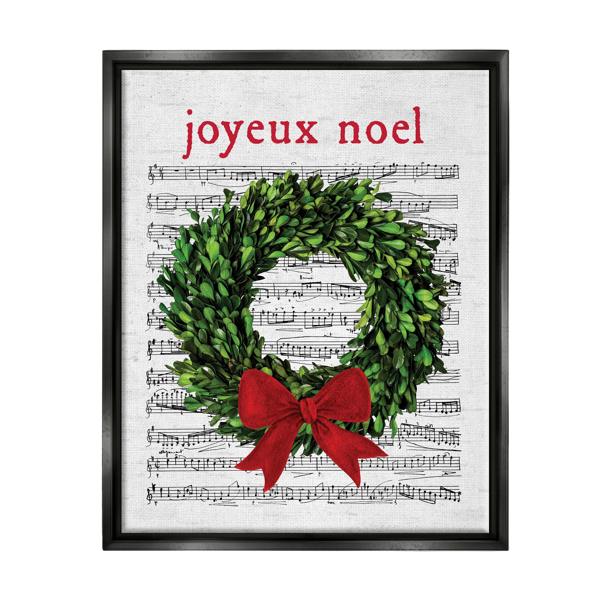Stupell Industries Joyeux Noel Vintage Song Framed Floater Canvas Wall Art