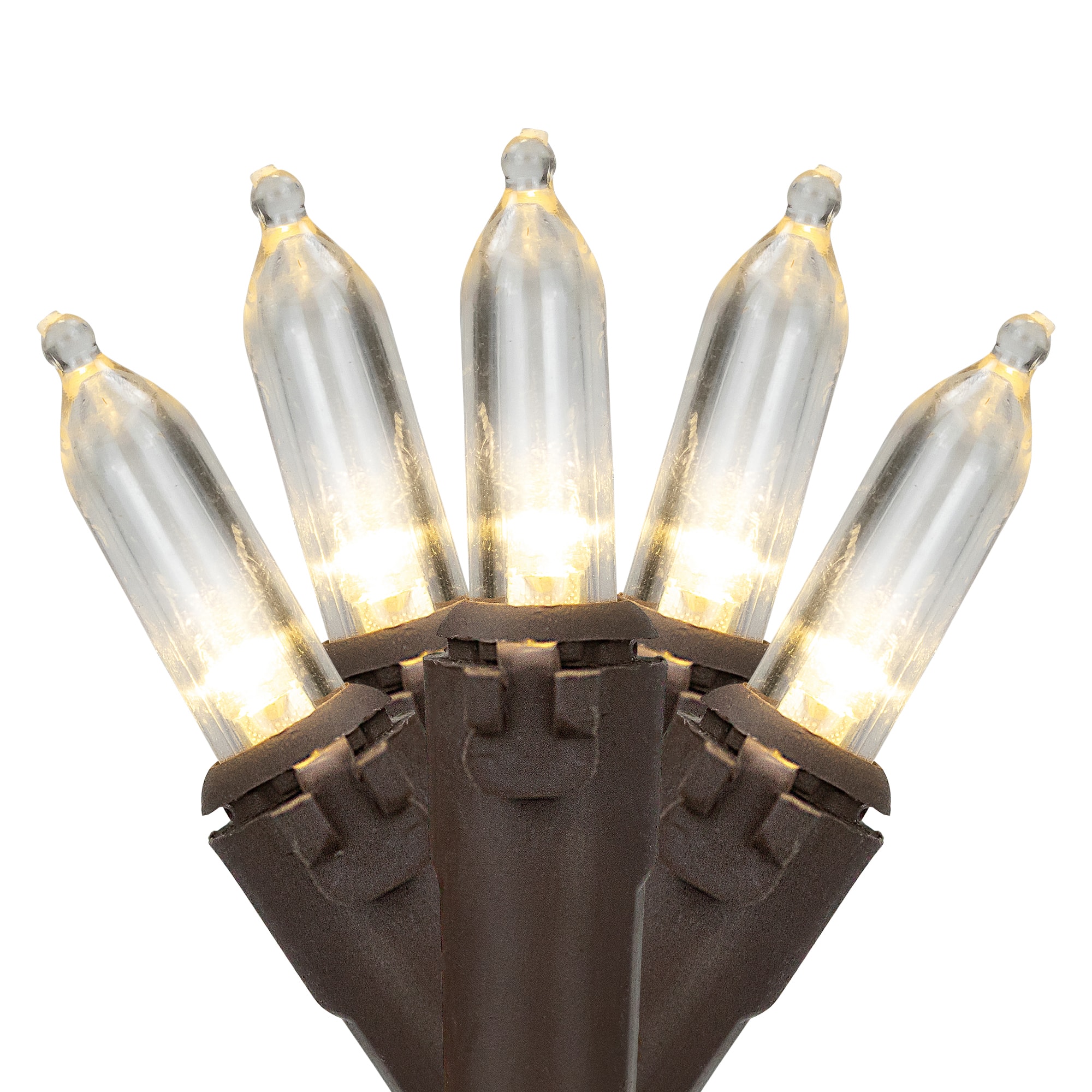 35ct. Warm White LED Mini Christmas Lights Set With Brown Wire