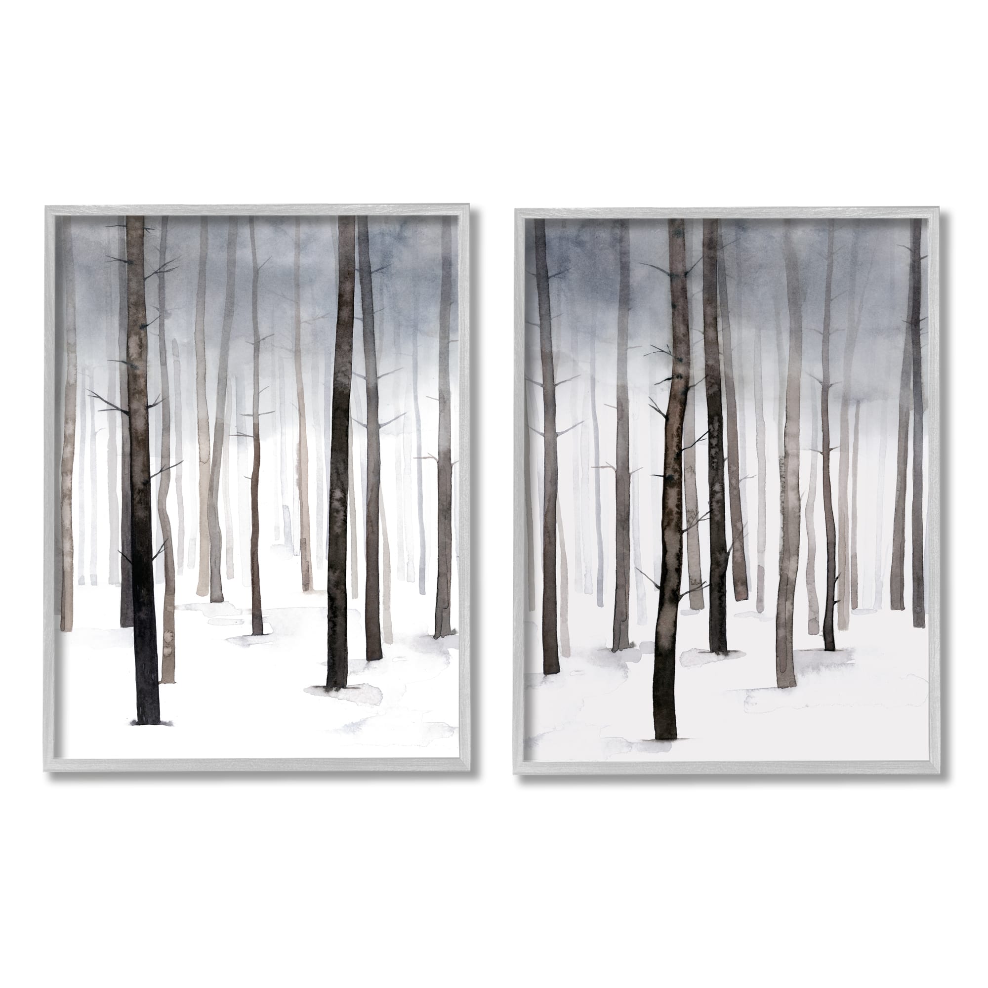 Stupell Industries Winter Snow Tree Forest Haze Eerie Cold  in Gray Frame Wall Art