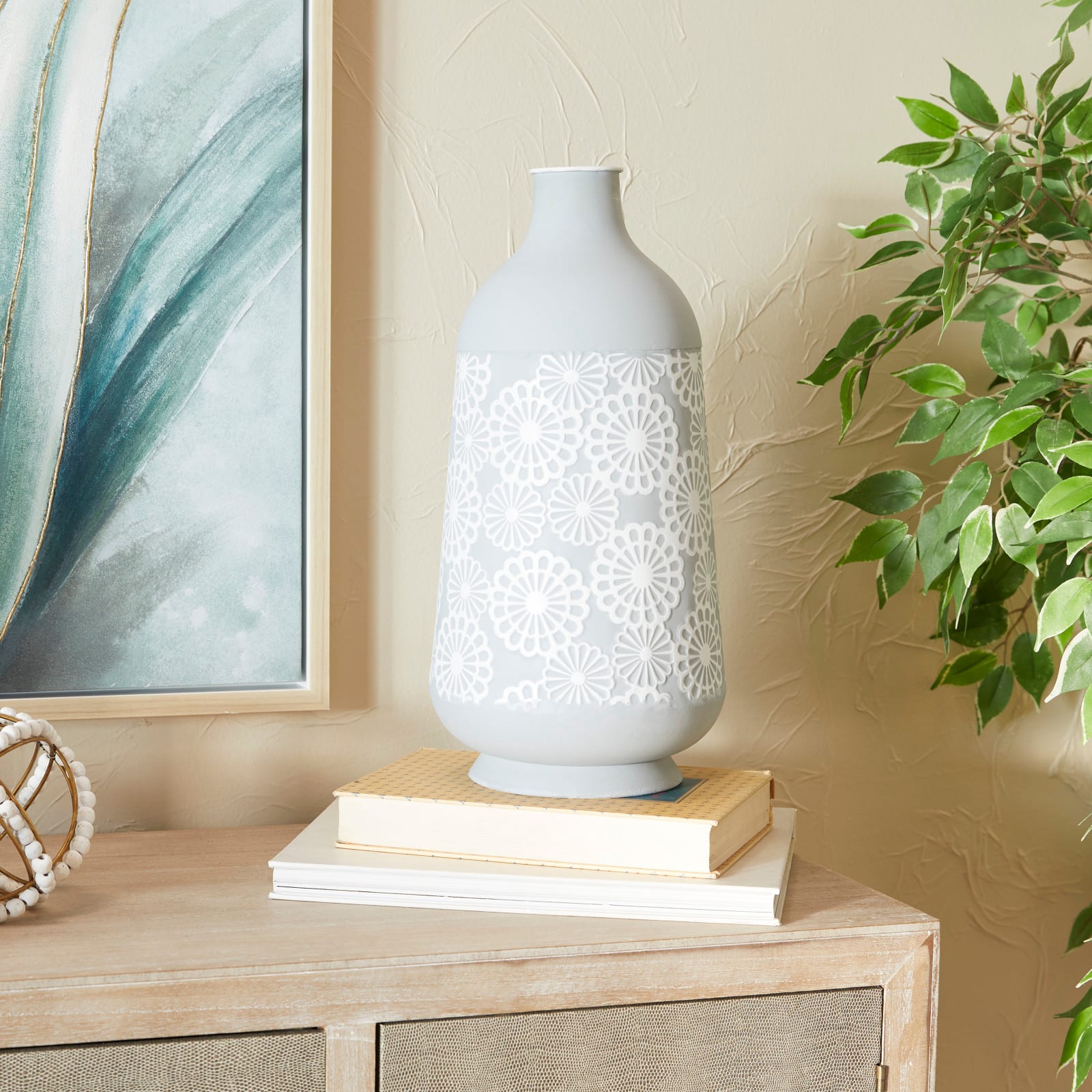 16" Gray Iron French Country Vase