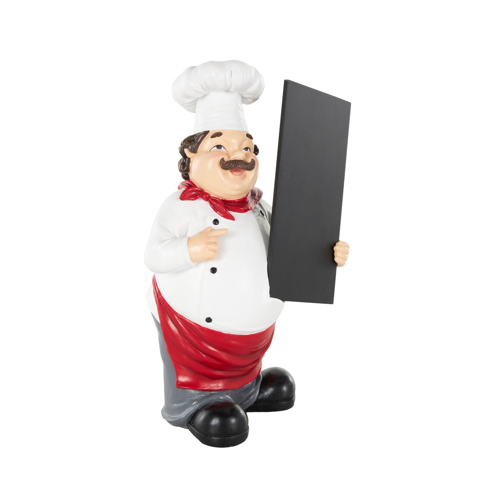 14.25" White with Chalkboard Polystone Chef Decorative Sculpture