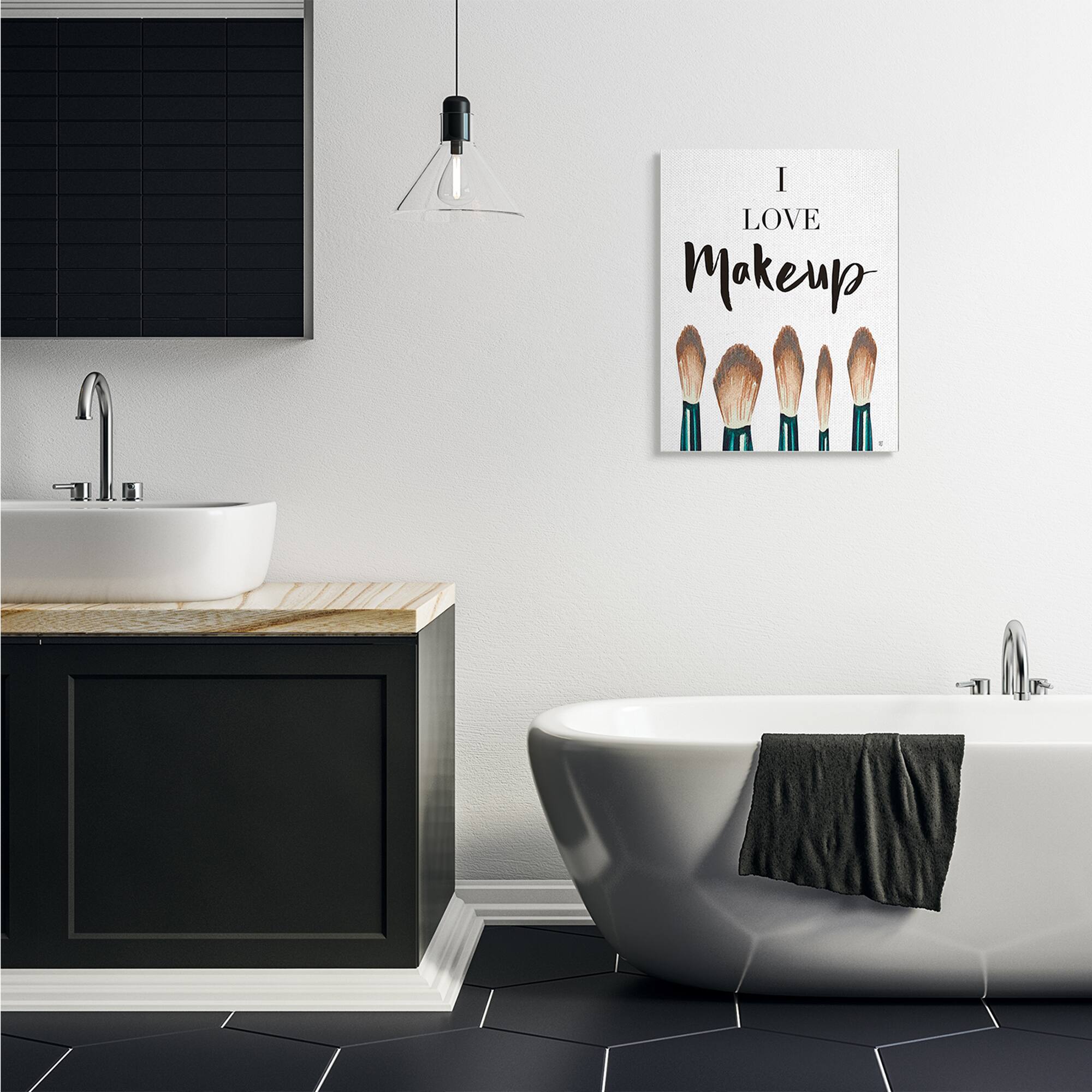 Stupell Industries I Love Makeup Expression Glam Cosmetic Brushes Canvas Wall Art