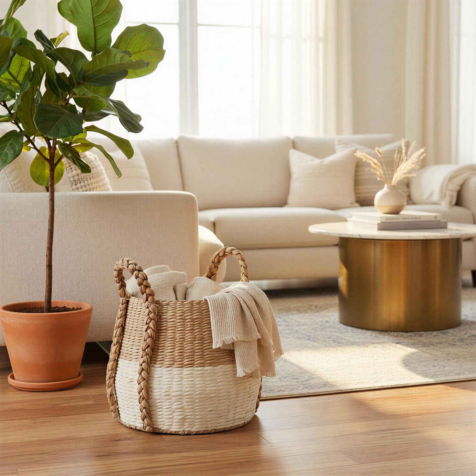 Household Essentials Cattail & Paper Terra Basket