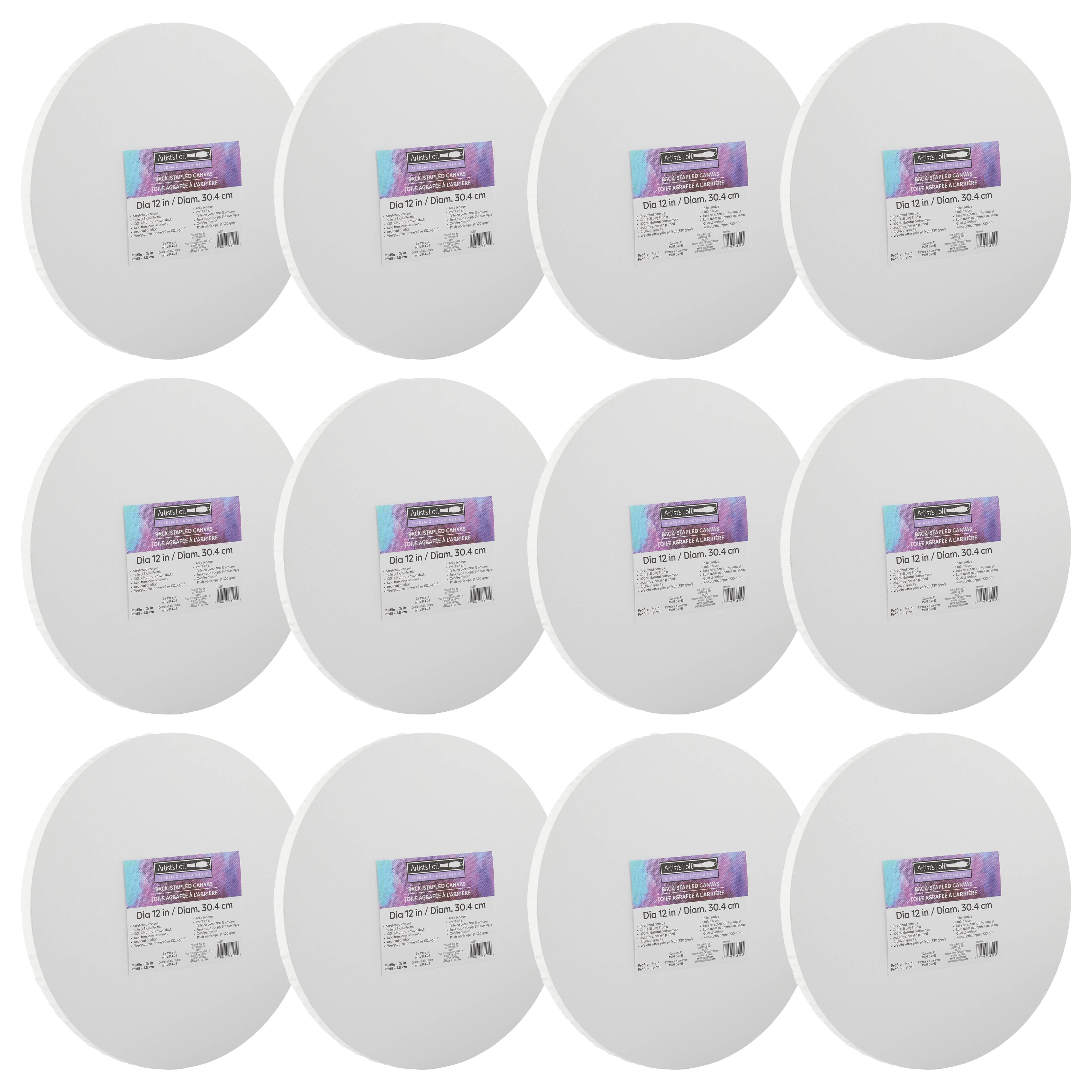 12 Pack: Level 1 Round Traditional Profile Canvas by Artist's Loft™