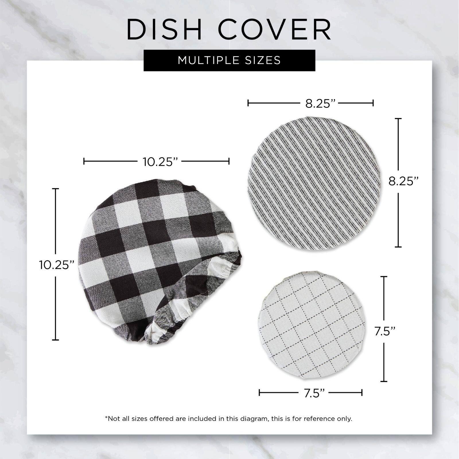 DII® Assorted French Blue Buffalo Check Woven Dish Cover Set