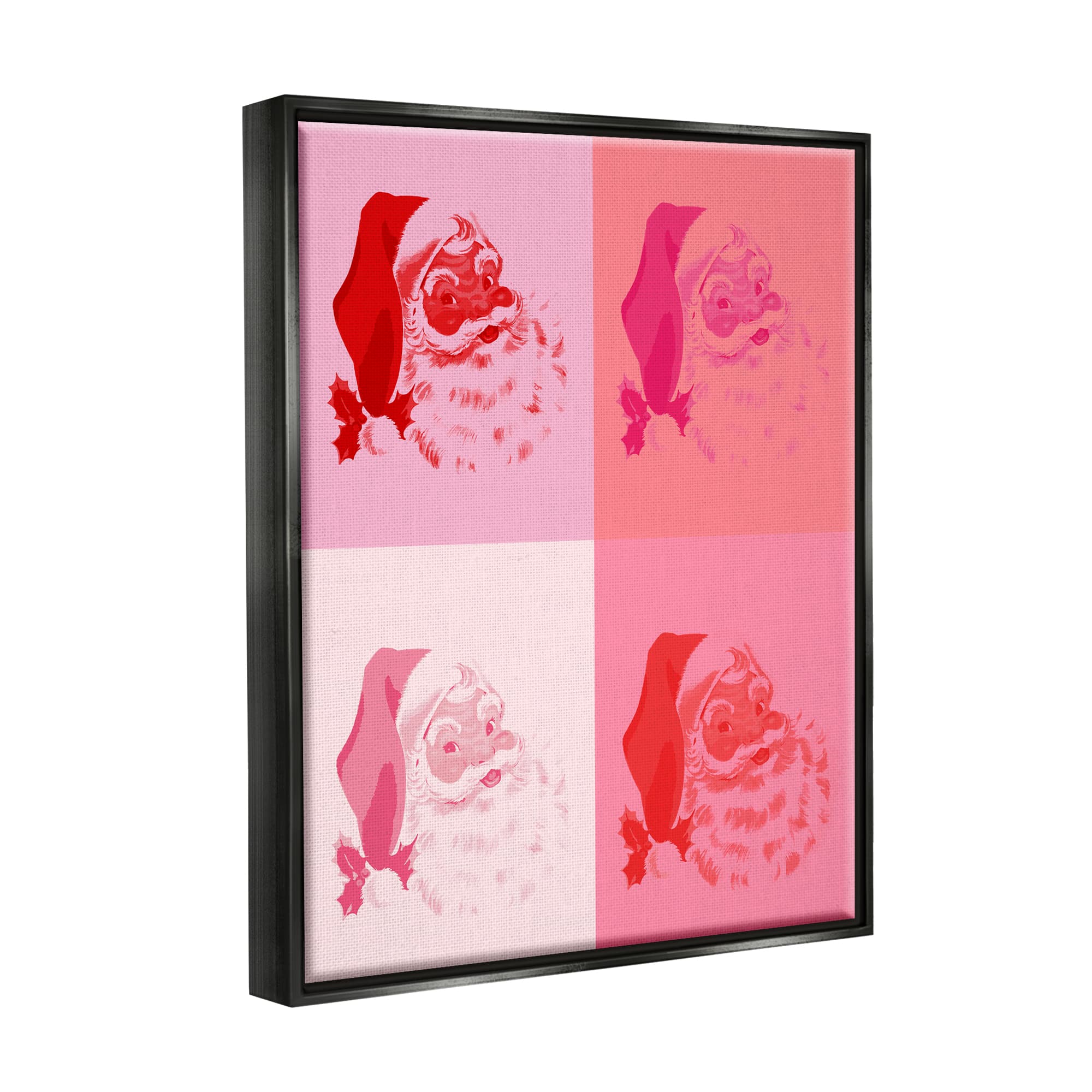Stupell Industries Pop Style Pink Santa Claus Framed Floater Canvas Wall Art